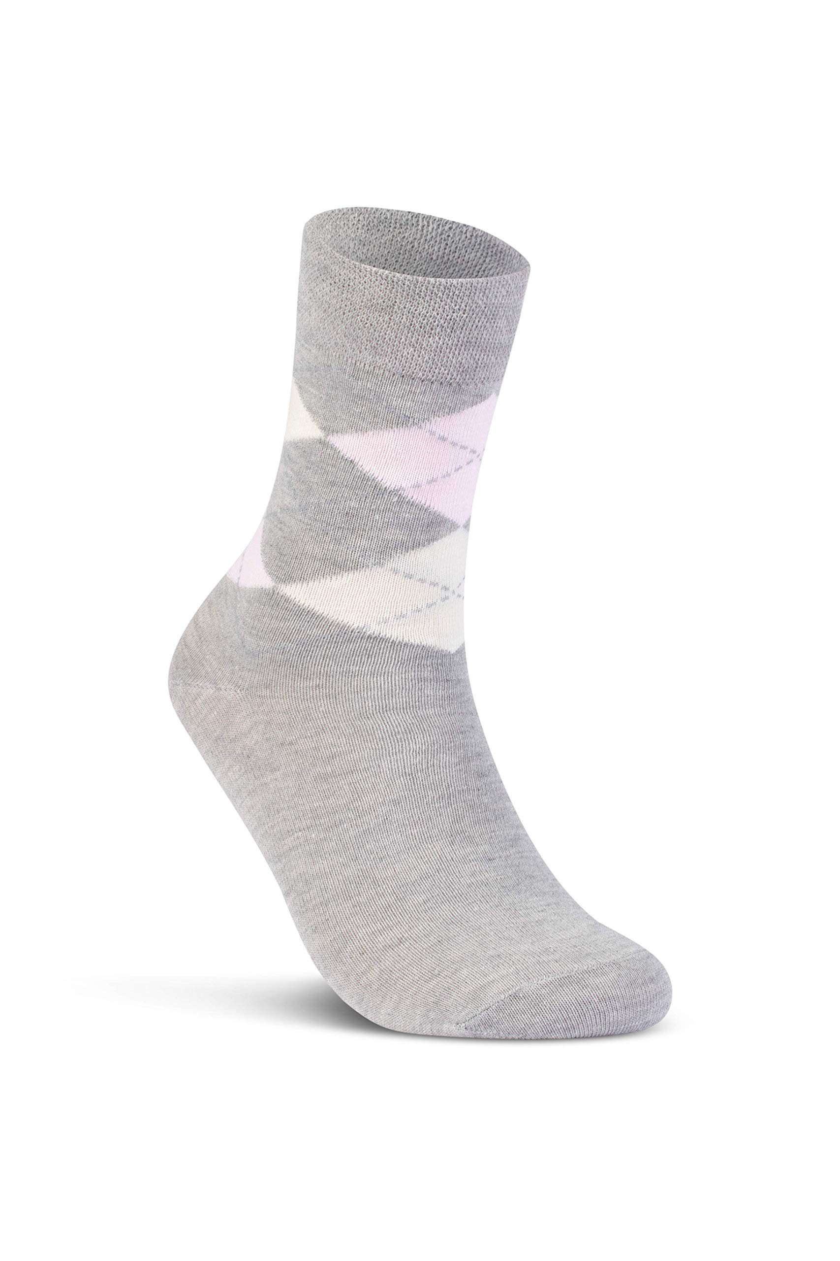 sockenkauf24 Basicsocken 6 oder 12 Paar Damen Socken Kariert Baumwolle (12-Paar, 35-38) Komfortbund Karomuster (E-800) WP