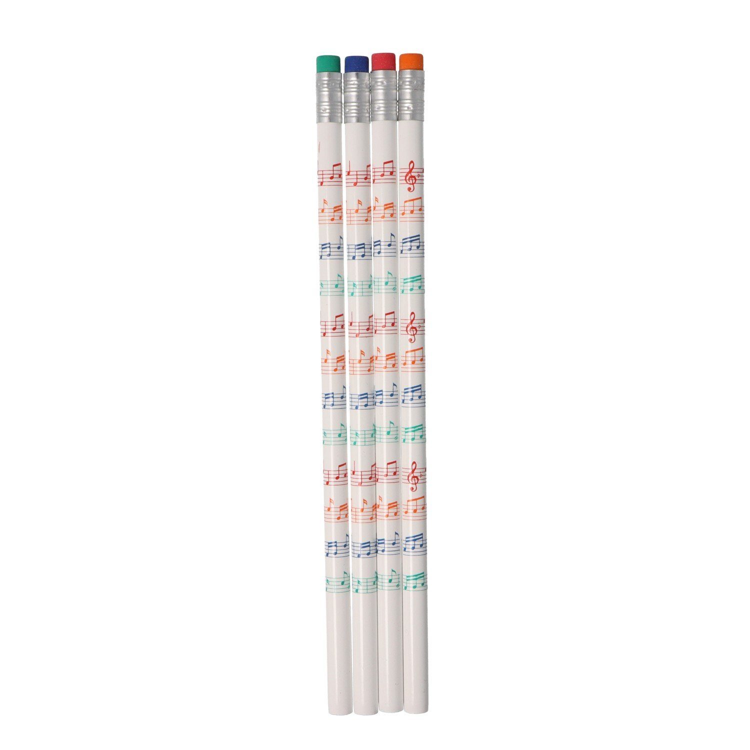 Musikboutique Bleistift, (4-tlg), mit farbigen Notenlinien und Radierer