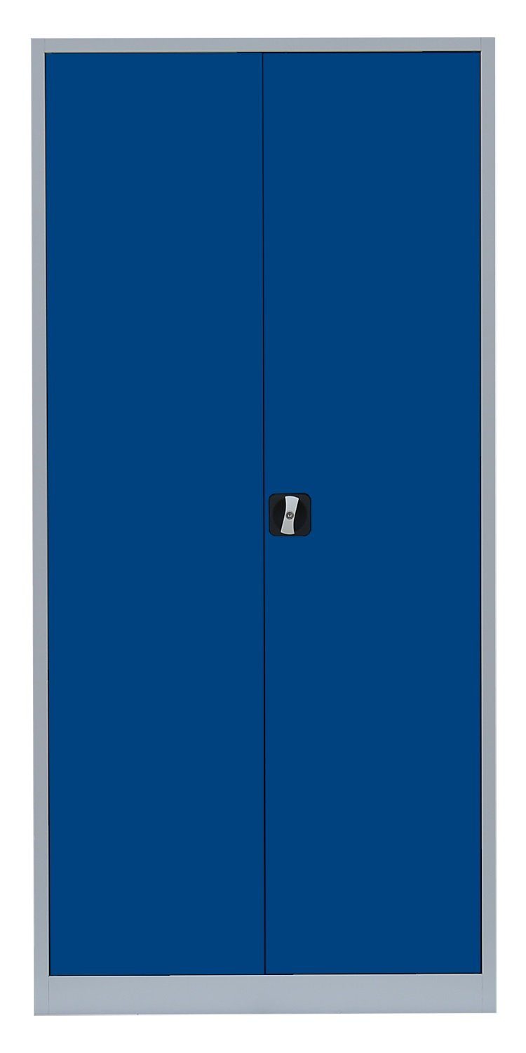 Türen: Enzianblau Büroschrank Lichtgrau montiert, RAL Mehrzweckschrank Montage | 195x92,5x42,2cm (1-St) RAL Metallschrank Steelboxx Lichtgrau/ Korpus: 5010 Komplett notwendig abschließbar Aktenschrank 7035 keine