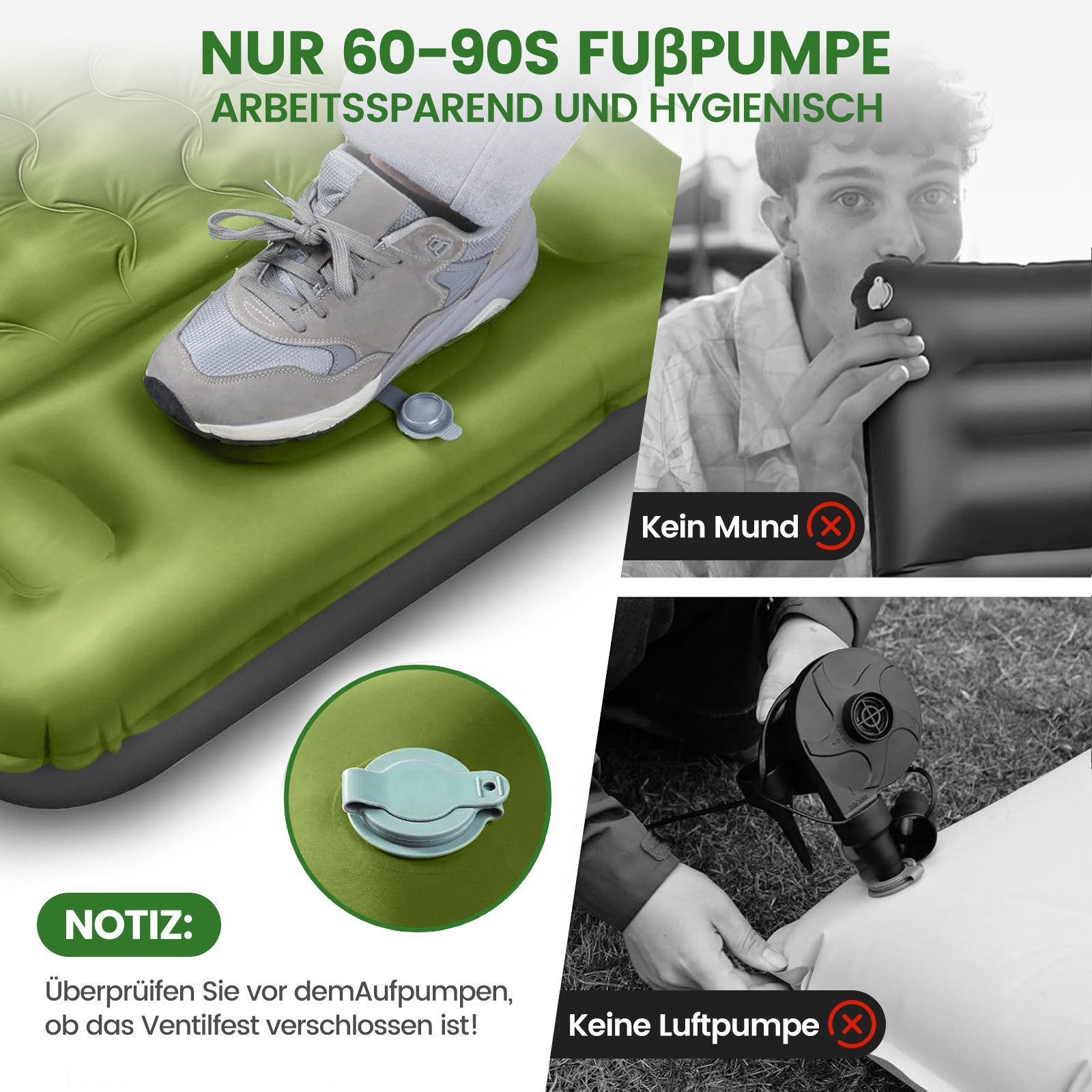 Bundviel Isomatte Camping Selbstaufblasend 12cm Dicke Luftmatratze Utraleicht mit Fußp, Ultraleicht 196x70x12cm / 196x83x12cm – Bild 5 von 5