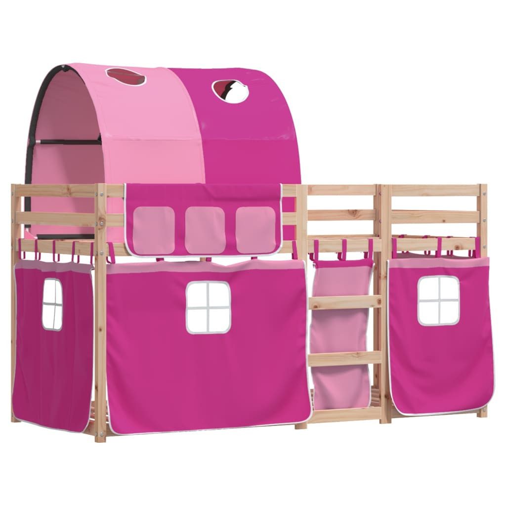 vidaXL Bett Etagenbett mit Vorhängen Rosa günstig online kaufen