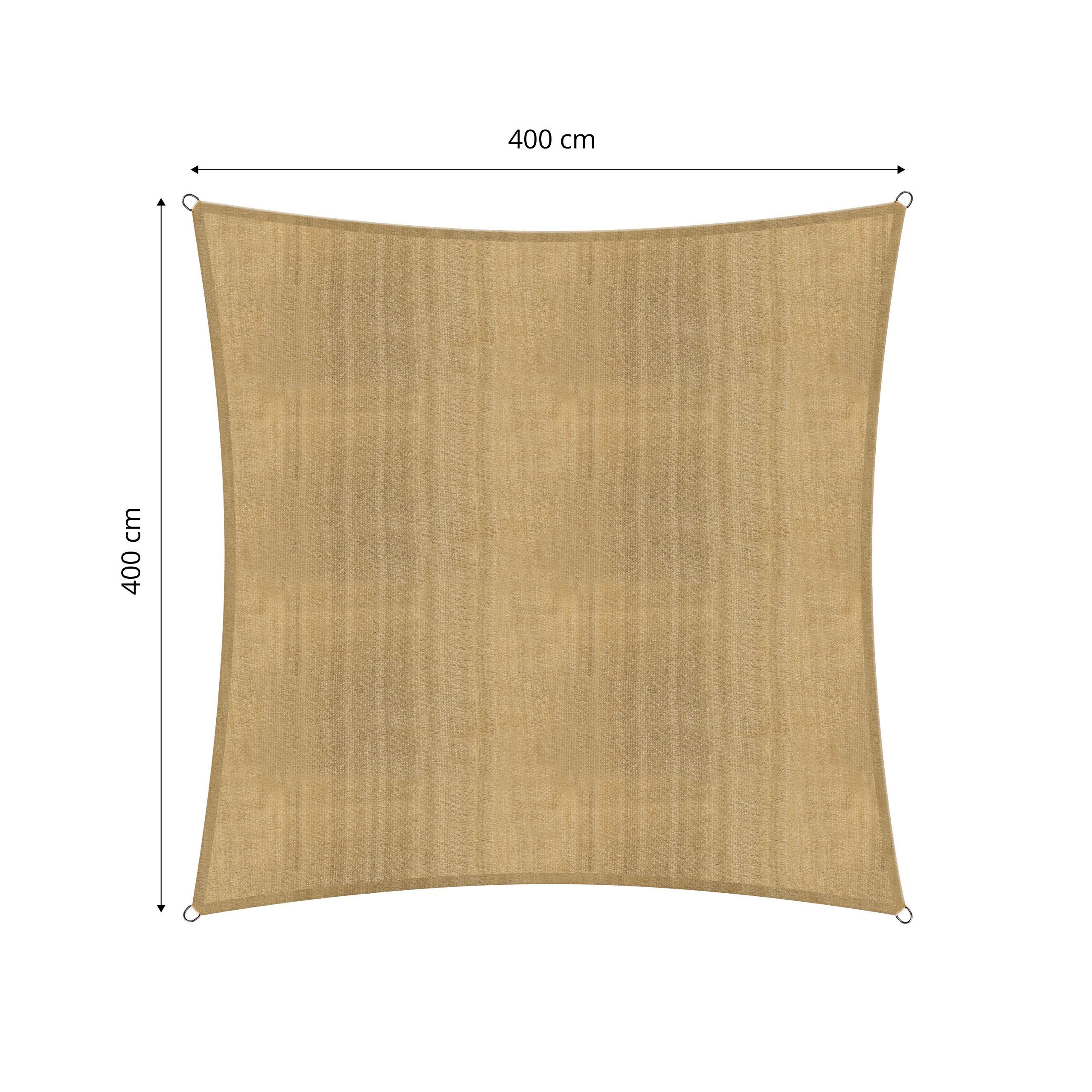 Quadrat, mit für 4 100% sand-sand Lumaland HDPE Sonnensegel Stabilisator UV x Wetterbeständig, 4 Schutz m