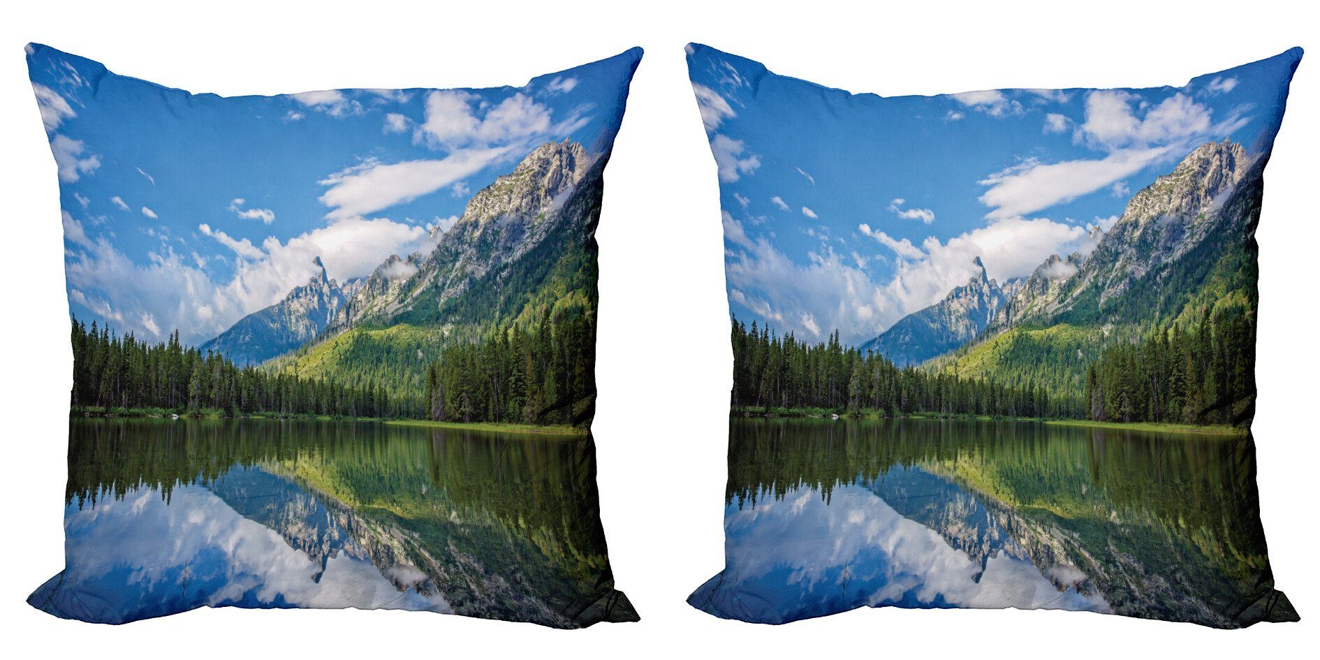 Scenery (2 Natur Lake Doppelseitiger Stück), Mountain Abakuhaus Modern Accent Digitaldruck, Kissenbezüge