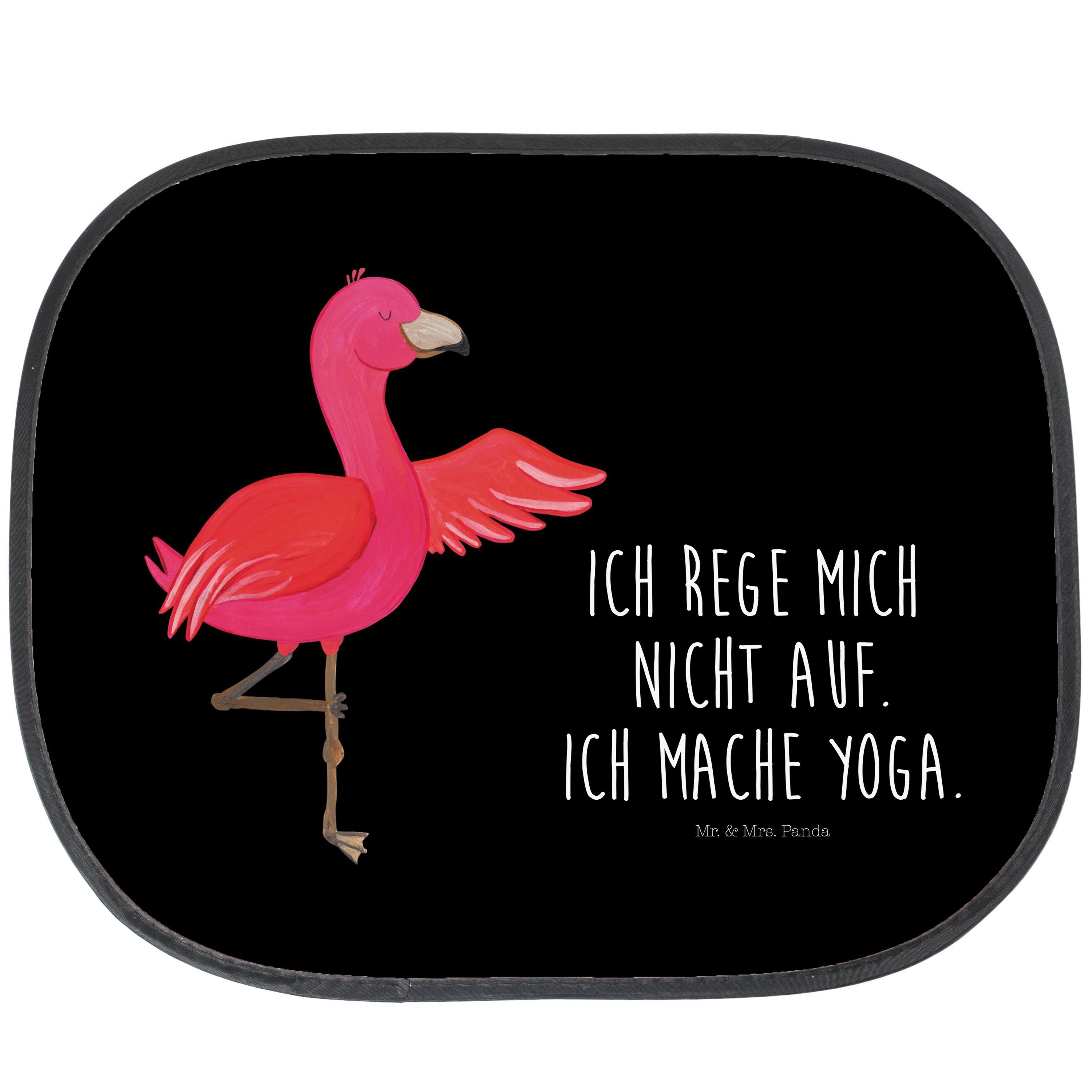 Sonnenschutz Flamingo Yoga - Sonnenblende, & Schwarz Seidenmatt - Aufrege, Mrs. Panda, Mr. Geschenk, Yoga-Übung