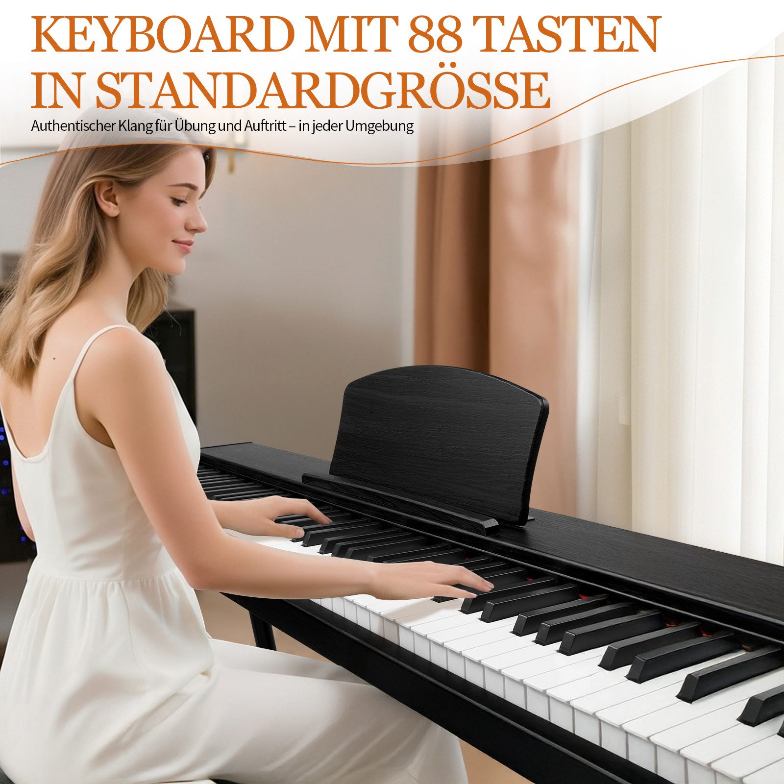 LALAHO Digitalpiano E-Piano 88 Tasten halbgewichtete Tastatur,Bluetooth und MIDI, Digital Keyboard mit Aufnahmefunktion, Transponierung