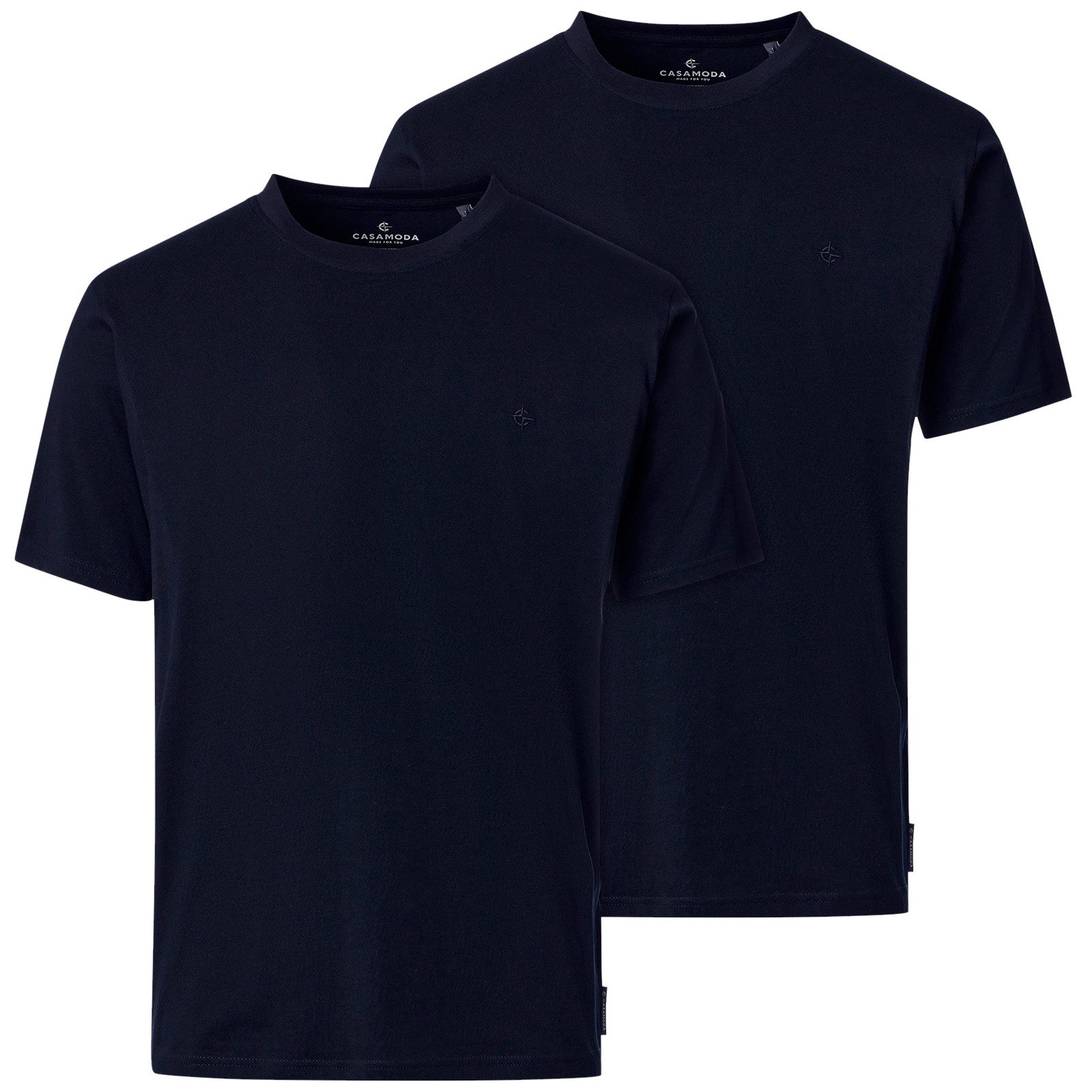 CASAMODA Rundhalsshirt CasaModa Übergrößen Doppelpack T-Shirts navy