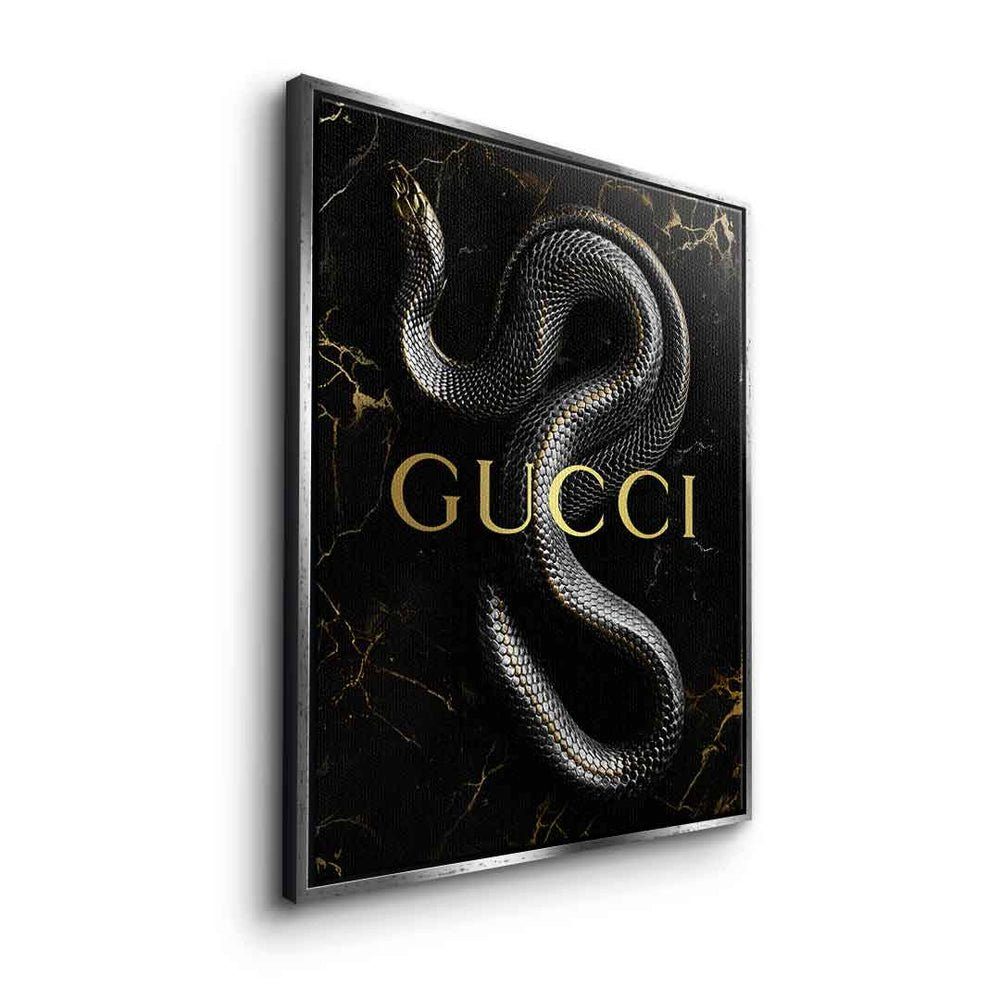 Gucci edel schwarz Schlange Leinwandbild weißer snake elegant Rahmen Leinwandbild, mit luxury gold DOTCOMCANVAS®
