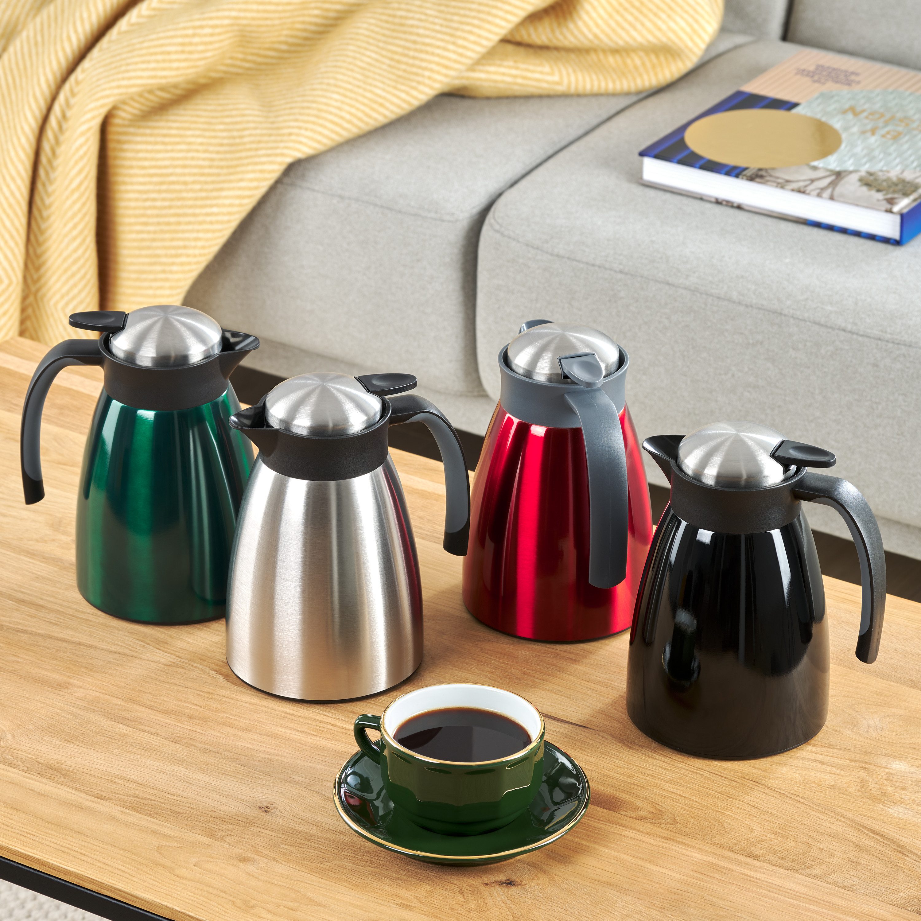 Blumtal Isolierkanne Thermoskanne Carla - 1L Bruch- und auslaufsicher, 1 l, Quick Tip Verschluss, BPA-frei, hält Getränke stundenlang warm & kalt