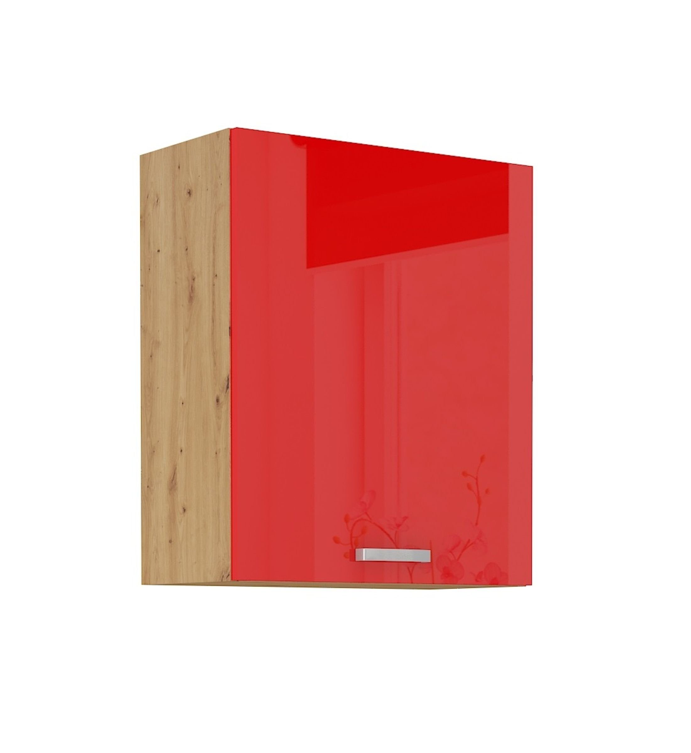 60 Hängeschrank Eiche Küche Küchen-Preisbombe + Hochglanz Küchenblock Rot cm Artisan Küchenzeile