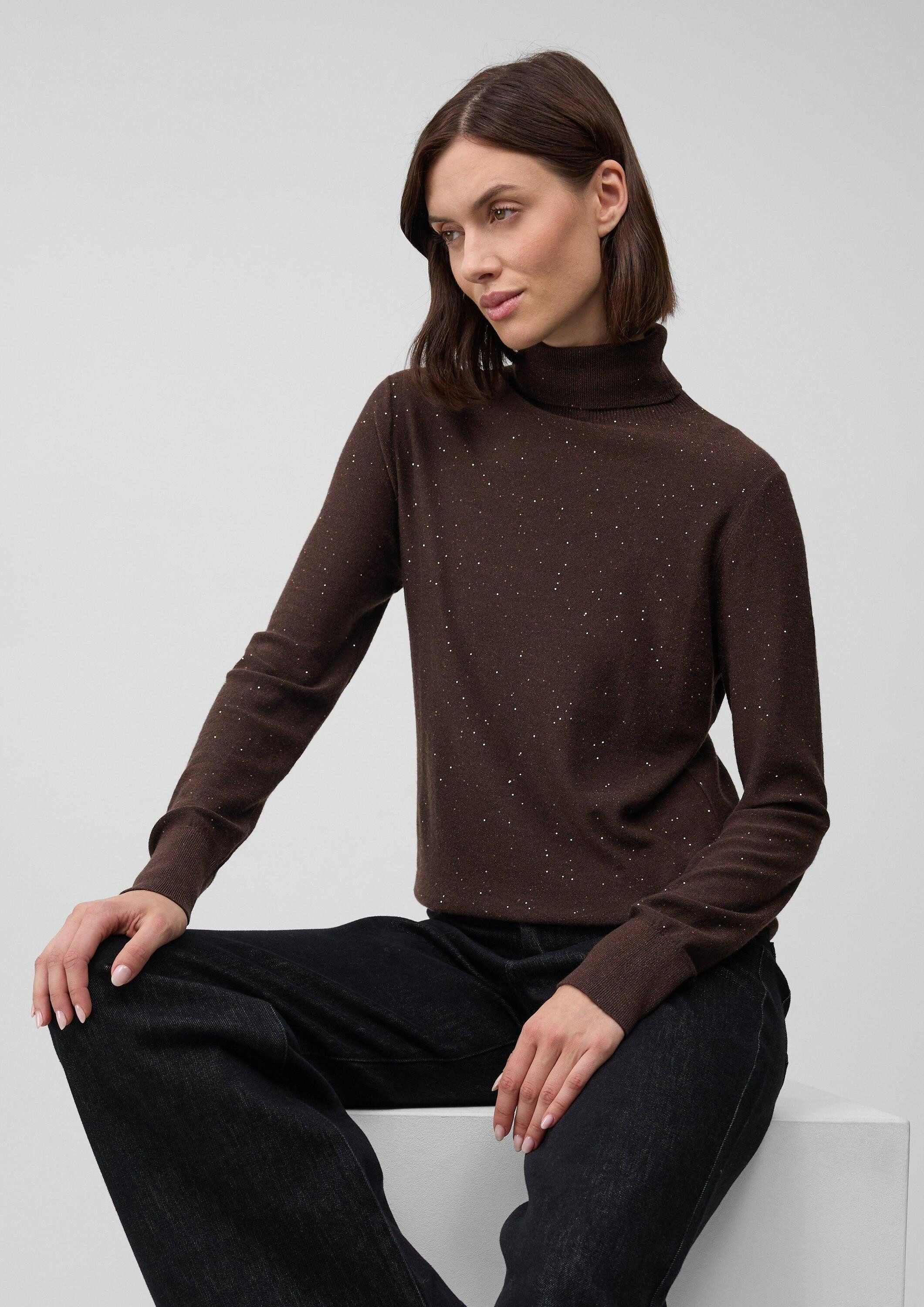 s.Oliver Longpullover Вязаные свитера Rollkragenpullover mit feinen Pailletten