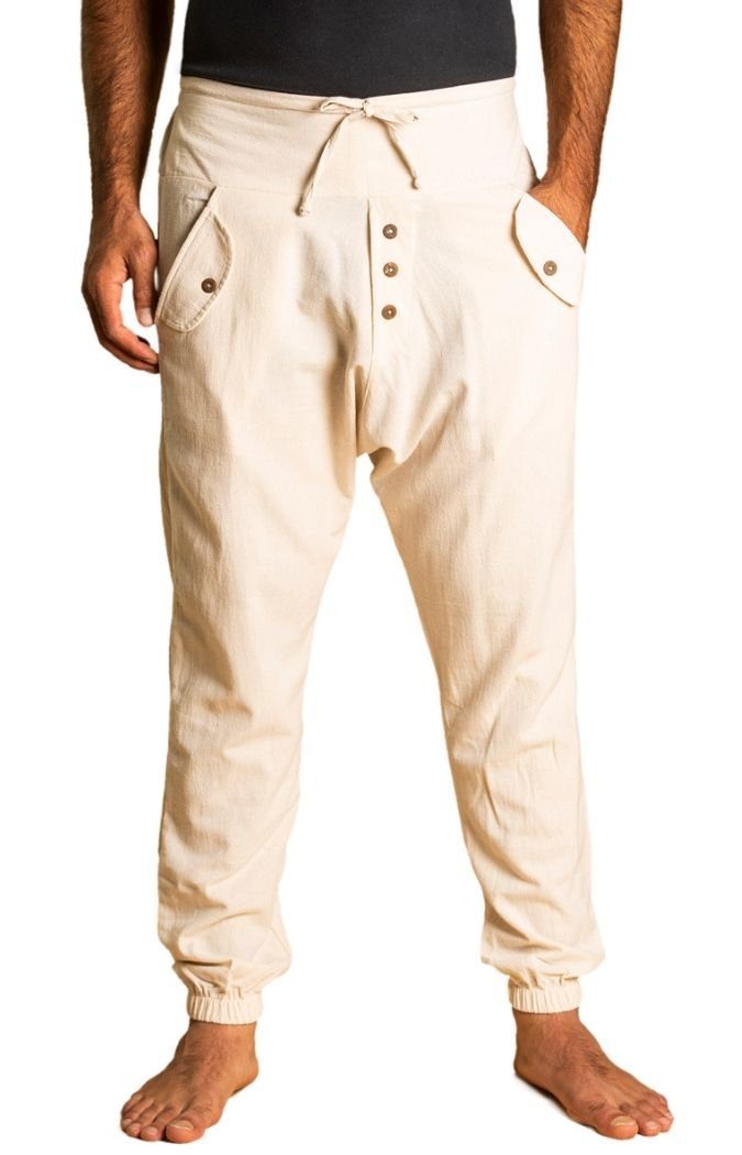 PANASIAM Haremshose Yogipants classic bequeme Freizeithose wie Aladinhose Unisex für Damen und Herren Haremshose Tunnelzug vorne Gummiband hinten
