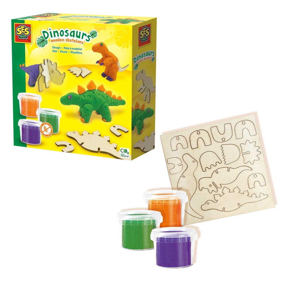 Rössler Knete SES CREATIVE Knete Dinosaurier Holzskelett