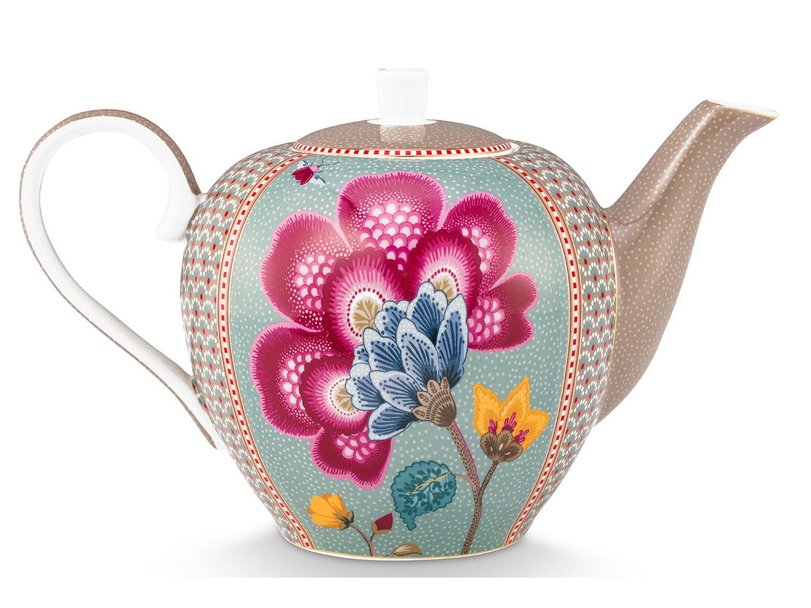 PiP Studio Teekanne Blooming Tales Fantasy Khaki-Blue Teekanne Large 1,6l