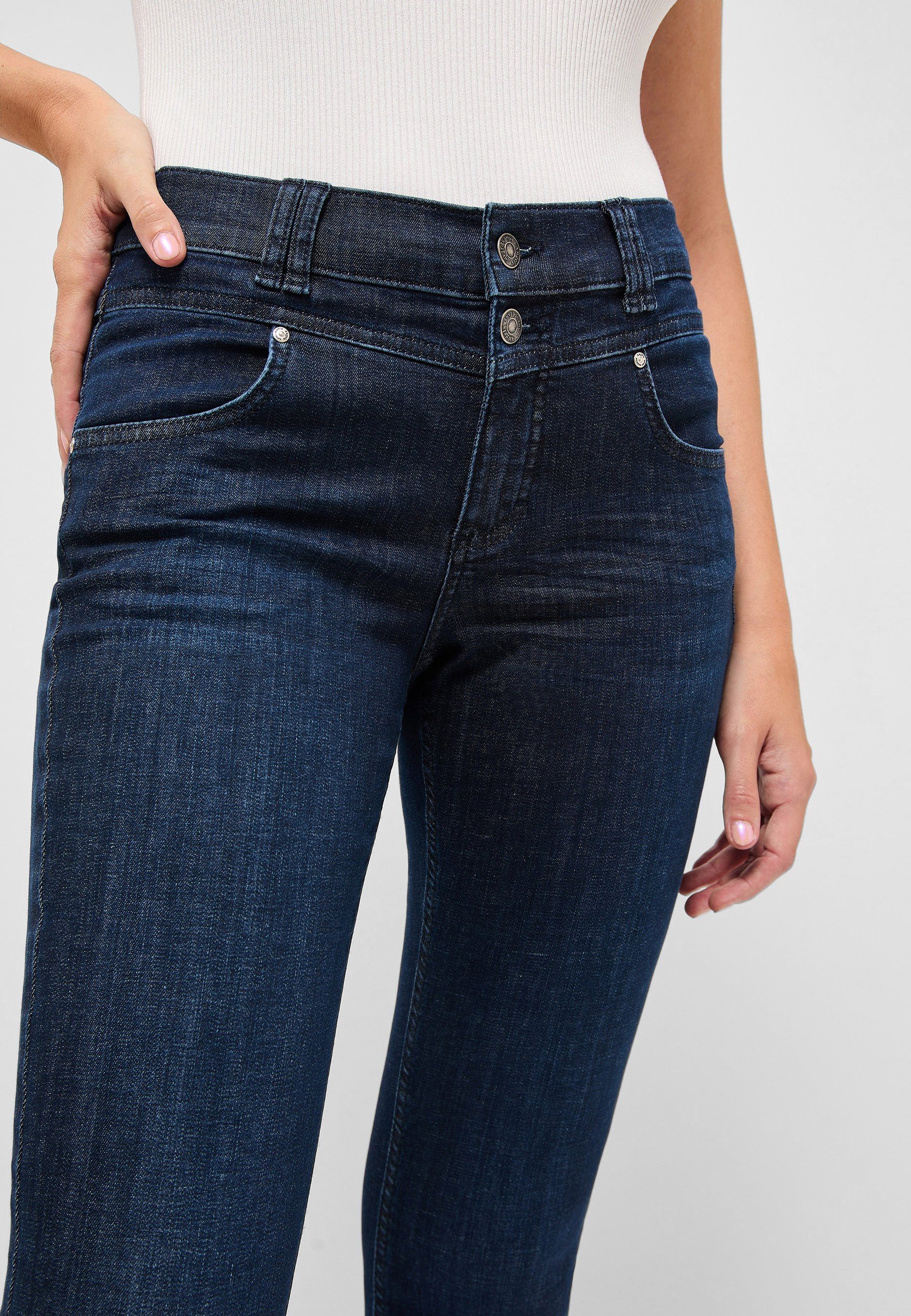 mit Denim authentischem indigo Skinny ANGELS Jeans Button Slim-fit-Jeans