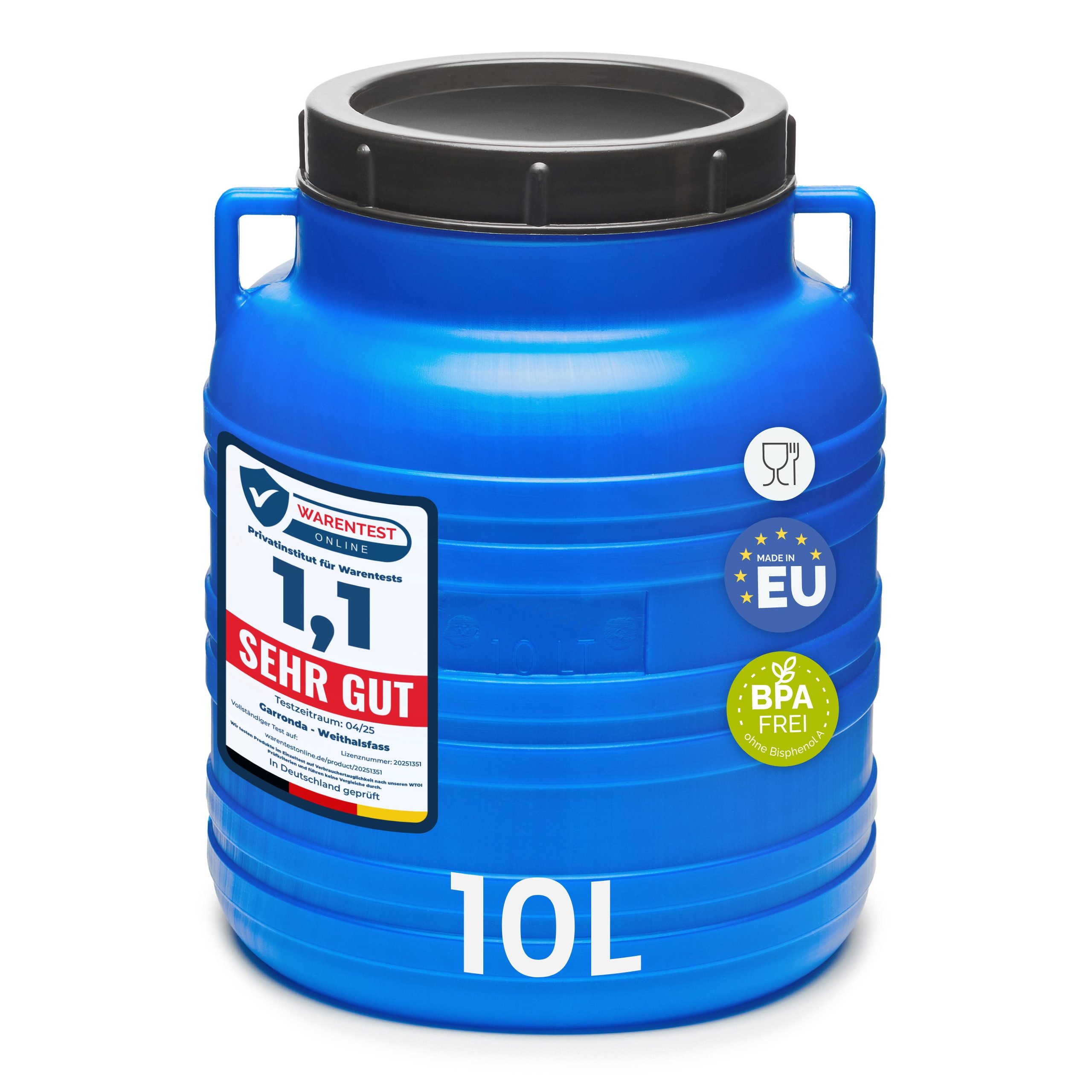 Garronda Regentonne 10L Plastikfass Lebensmittelfass Sauerkrautfass Hobbock Garten GD-0078, 10 l