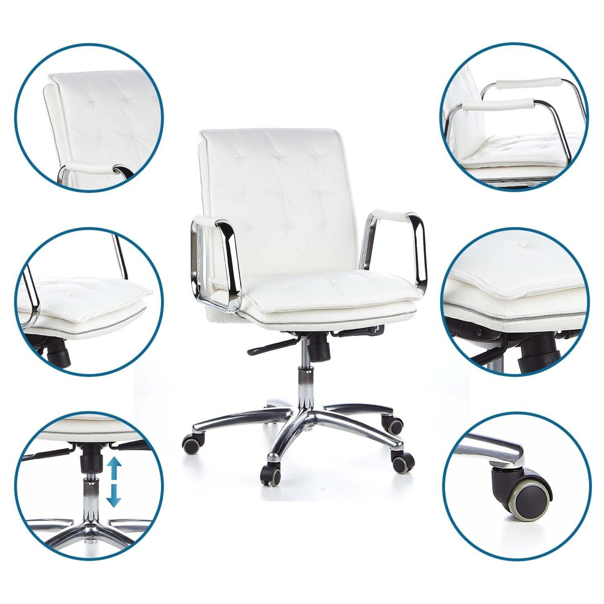 hjh OFFICE Chefsessel Profi Chefsessel Villa 10 Leder mit Armlehnen, Drehstuhl Bürostuhl ergonomisch