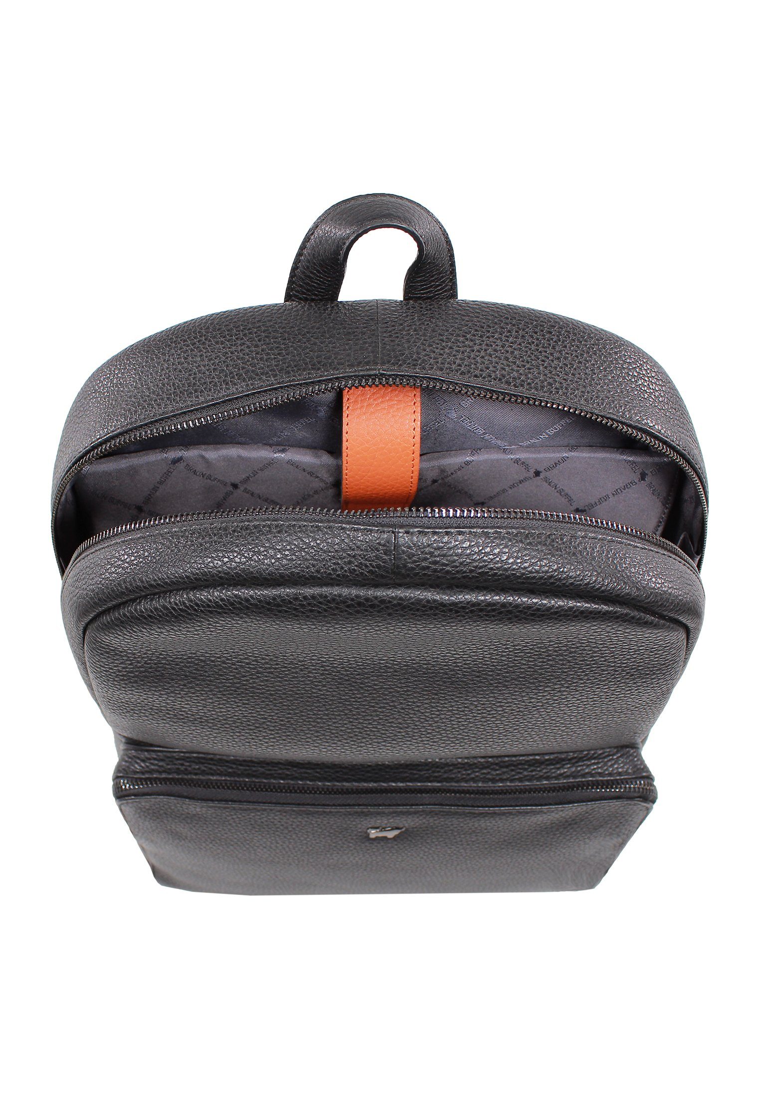 Notebook-Rucksack mit schwarz, Rucksack sportlich-elegant Braun Büffel Laptopfach NOVARA