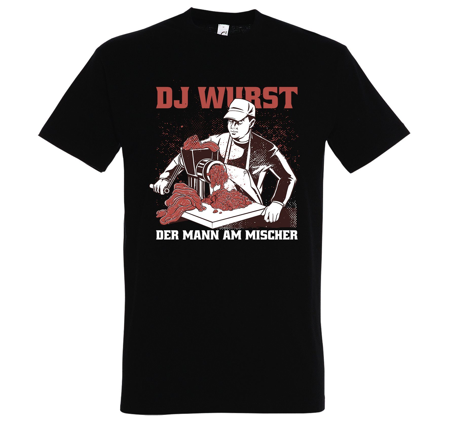 Youth Wurst Schwarz Fleischer mit T-Shirt Herren Shirt Designz lustigem Frontprint DJ