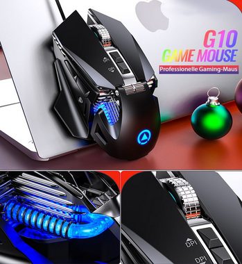 Diida Einstellbare DPI,coole Gaming-Maus,kabelgebunden,hörbar Gaming-Maus