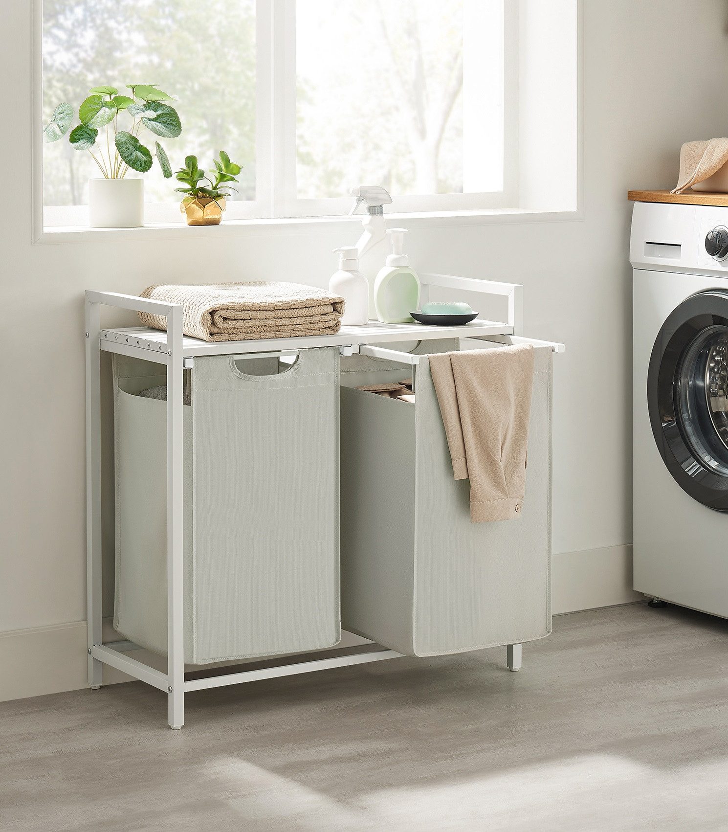 VASAGLE Wäschekorb, 2 Wäschesäcke aus Oxford-Gewebe, abnehmbar, 2 x 46 L günstig online kaufen