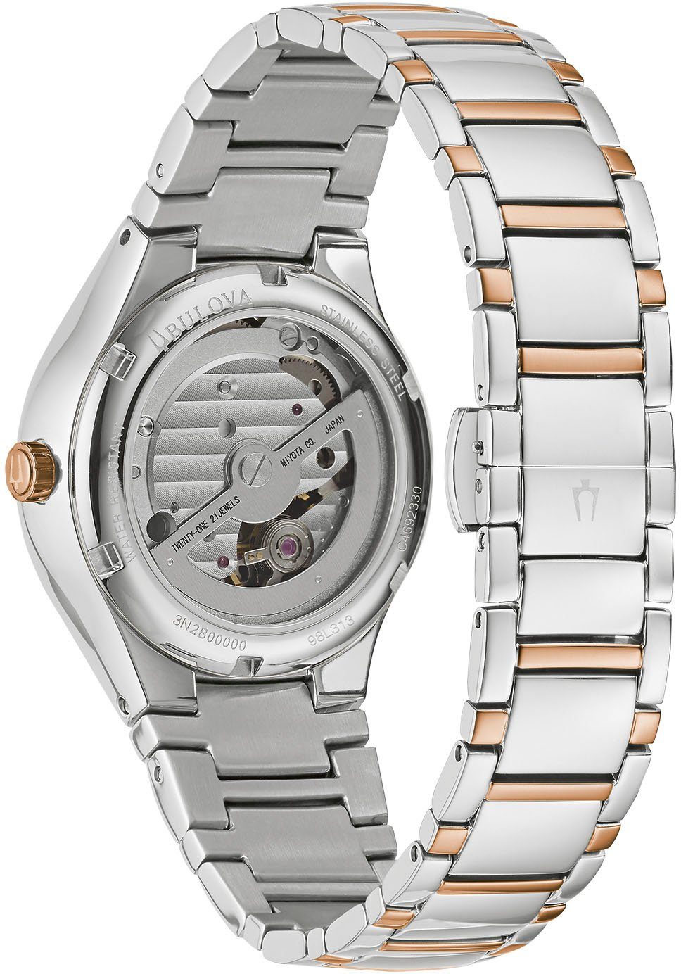 Bulova Automatikuhr 98L313, Armbanduhr, Damenuhr, Edelstahlarmband