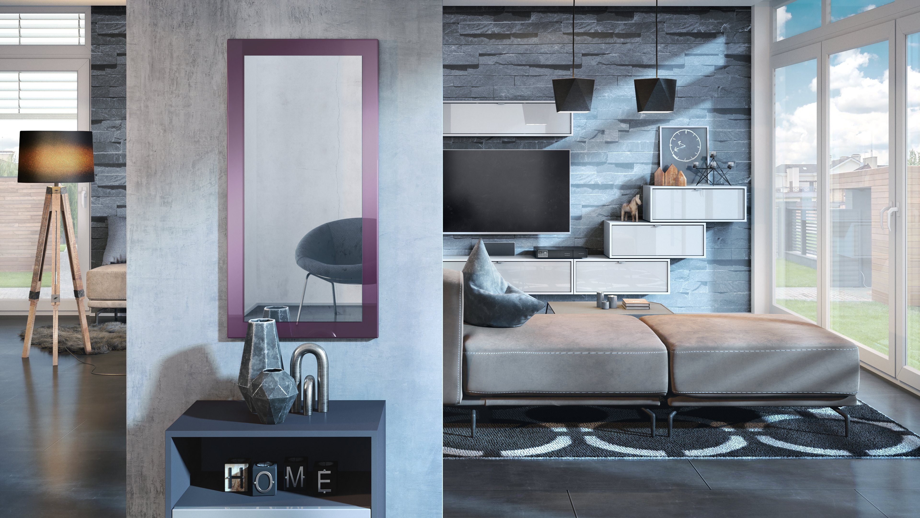 Vladon Wandspiegel Lima V1 (Wandspiegel, mit Rahmen im modernen Stil), Brom günstig online kaufen