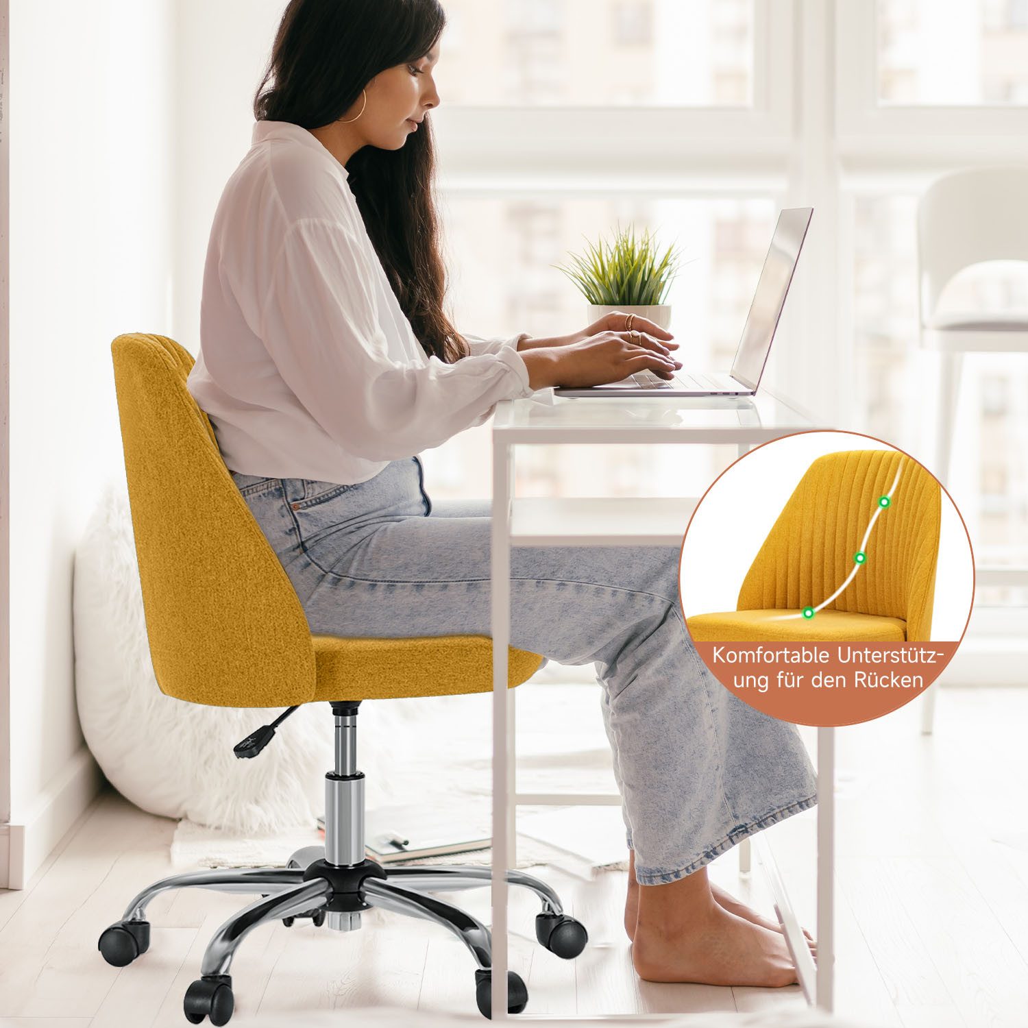 Refined Living Bürostuhl Schreibtischstuhl mit Rädern günstig online kaufen
