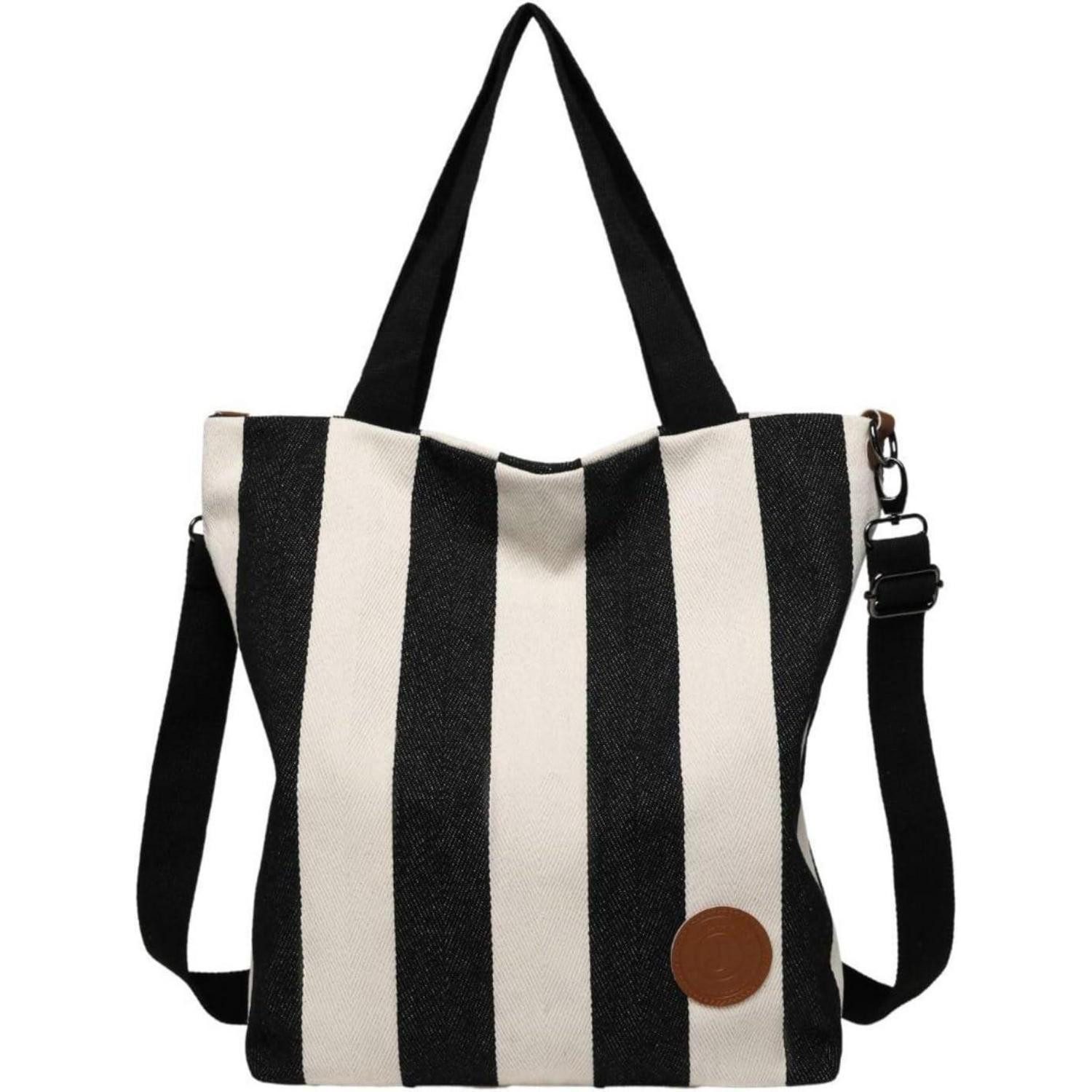 LuxusKollektion Schultertasche Damen Canvas Schultertasche Multifunktional Groß Blau Streifenmuster