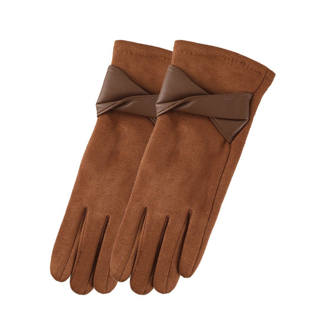 Schleife warme DÖRÖY Gepolsterte mit berührbarer Damenhandschuhe, Braun Handschuhe Fleecehandschuhe