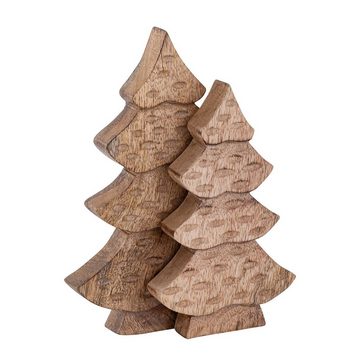 Casamia Dekofigur Dekofigur Baum 2er Set Holzfigur H23/20cm Weihnachtsdeko Mangoholz