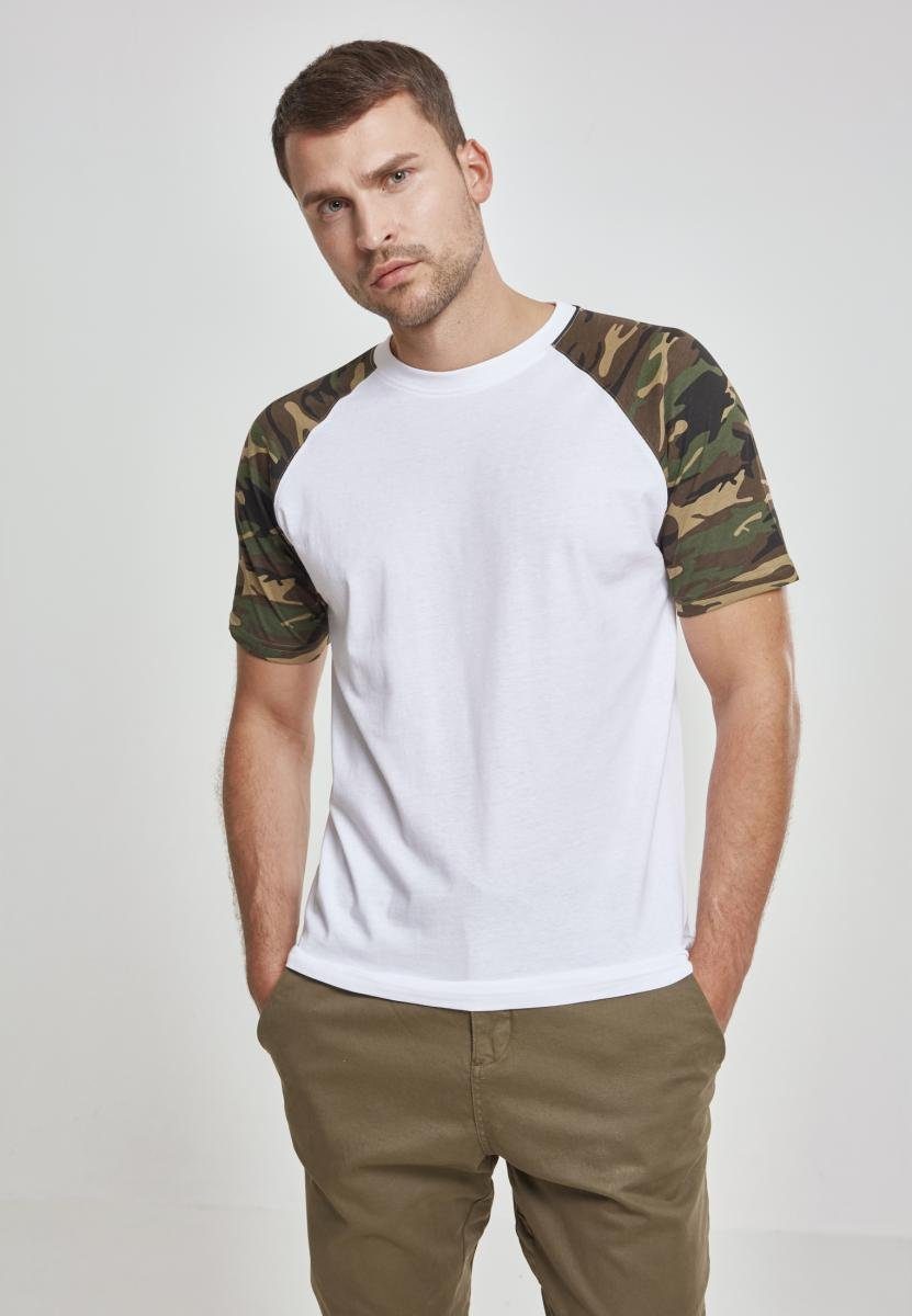 Raglan T-Shirt white/woodcamo CLASSICS URBAN (1-tlg) Herren Contrast Tee