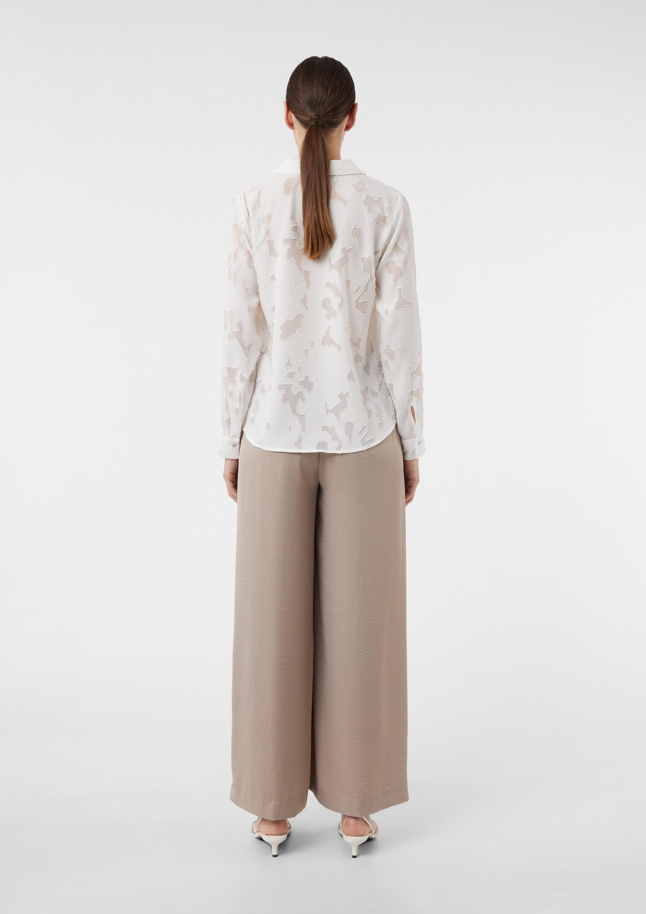 comma Langarmbluse Bluse Semitransparente Jacquard-Bluse im Relaxed Fit
