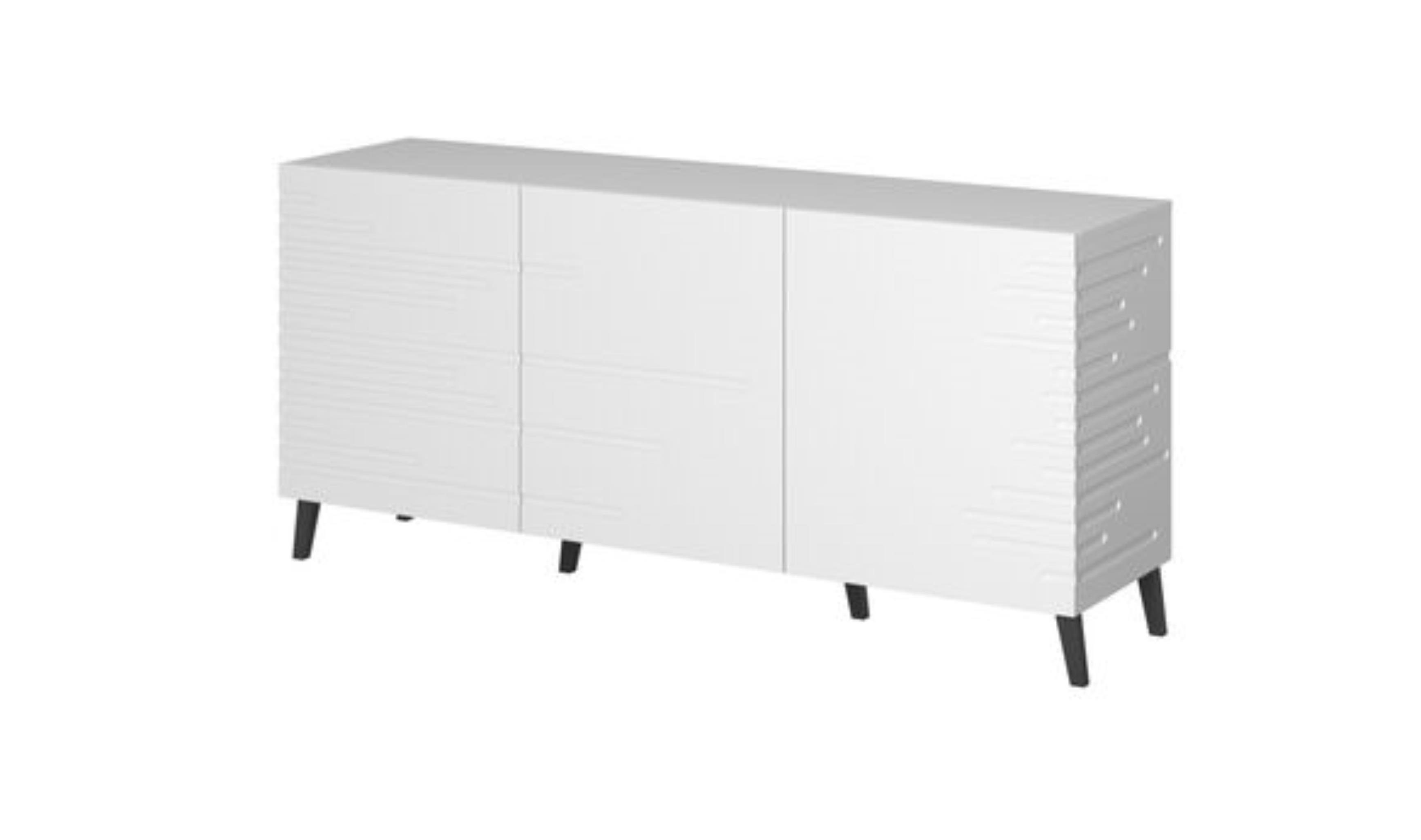 mit drei Flügeltüren Zierfüßen, NEVILLA Weiß Kommode und x matt cm Sideboard T38 Furnix H72 B155x