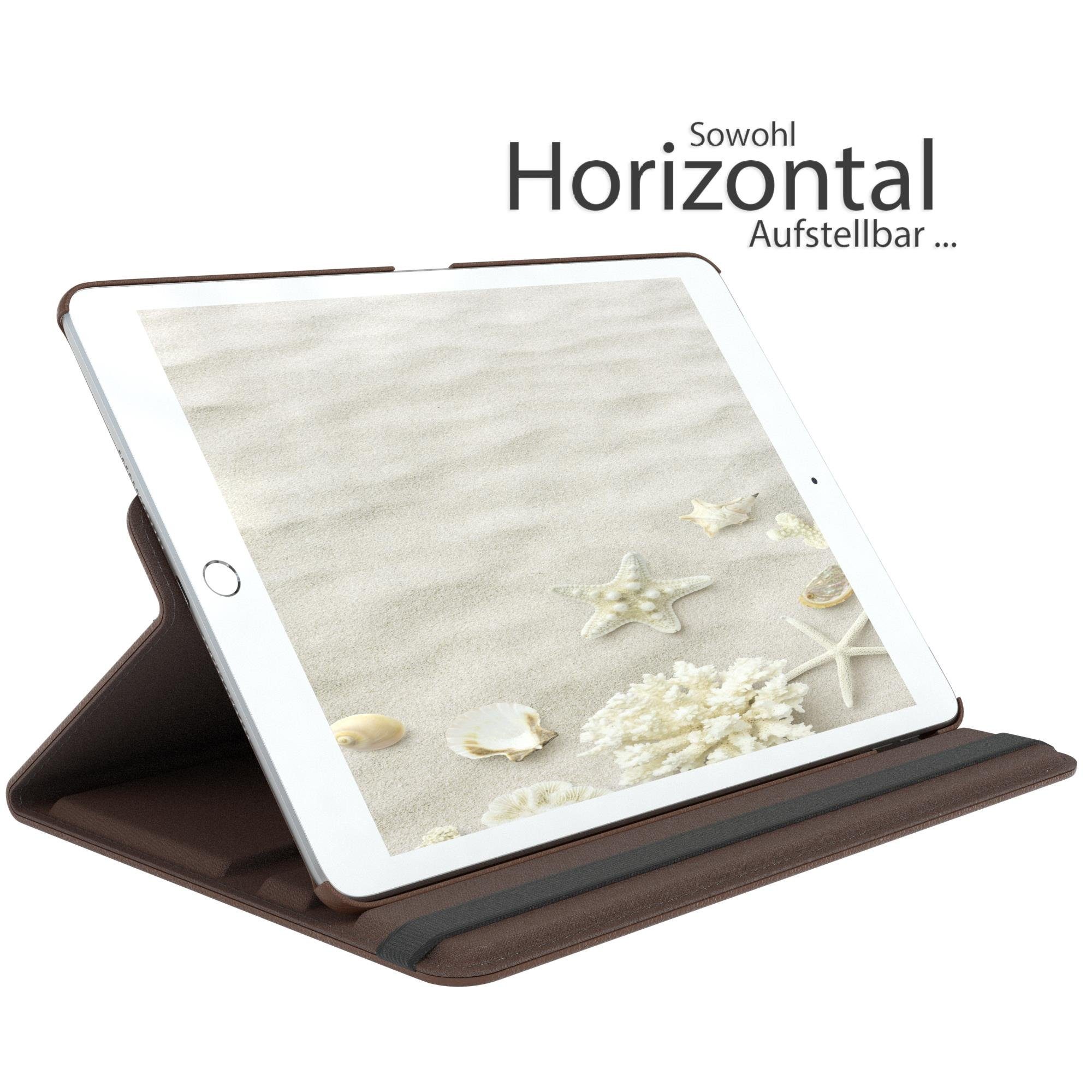 EAZY CASE Tablet-Hülle Rotation Case für Apple iPad 7./8./9. Gen. 10,2 Zoll, Schutztasche Tablet Case 360 Rotation Bookcover zum Aufstellen Braun