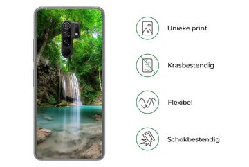 MuchoWow Handyhülle Dschungel - Wasserfall - Pflanzen - Wasser - Natur, Phone Case, Handyhülle Xiaomi Redmi 9, Silikon, Schutzhülle