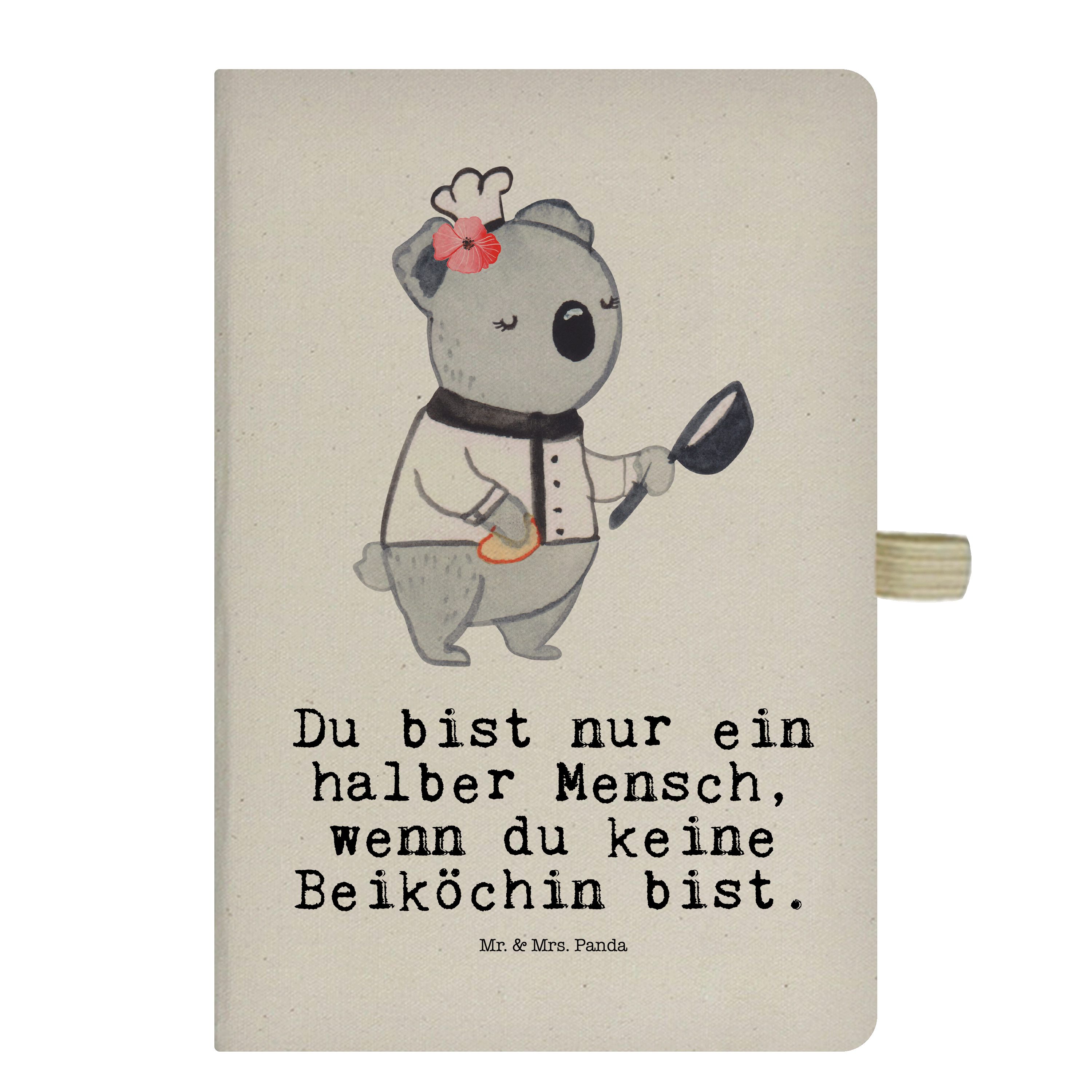 Mr. & Mrs. Panda Notizbuch Beiköchin mit Herz - Transparent - Geschenk, Restaurant, Dankeschön, Mr. & Mrs. Panda