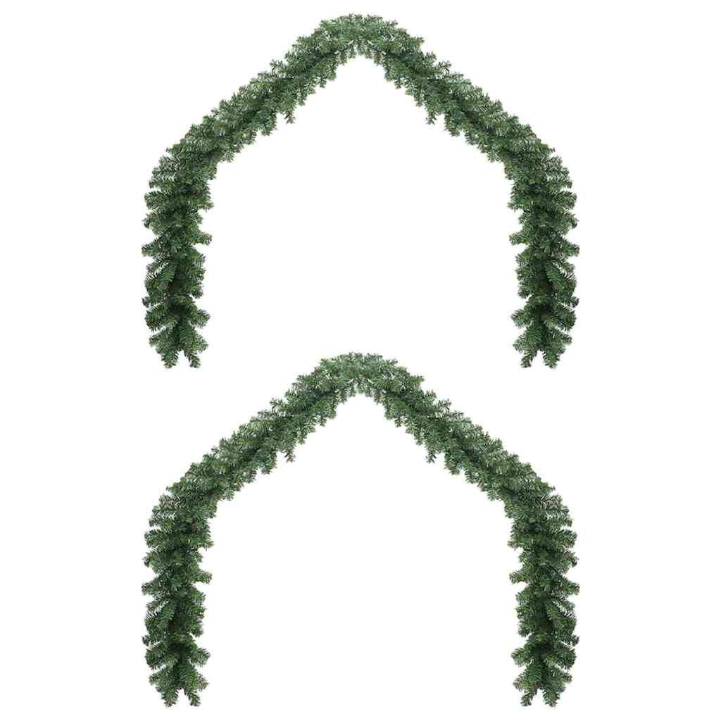 vidaXL Christbaumschmuck Weihnachtsgirlande 2 stk. Grün 20 m PVC (2-tlg)
