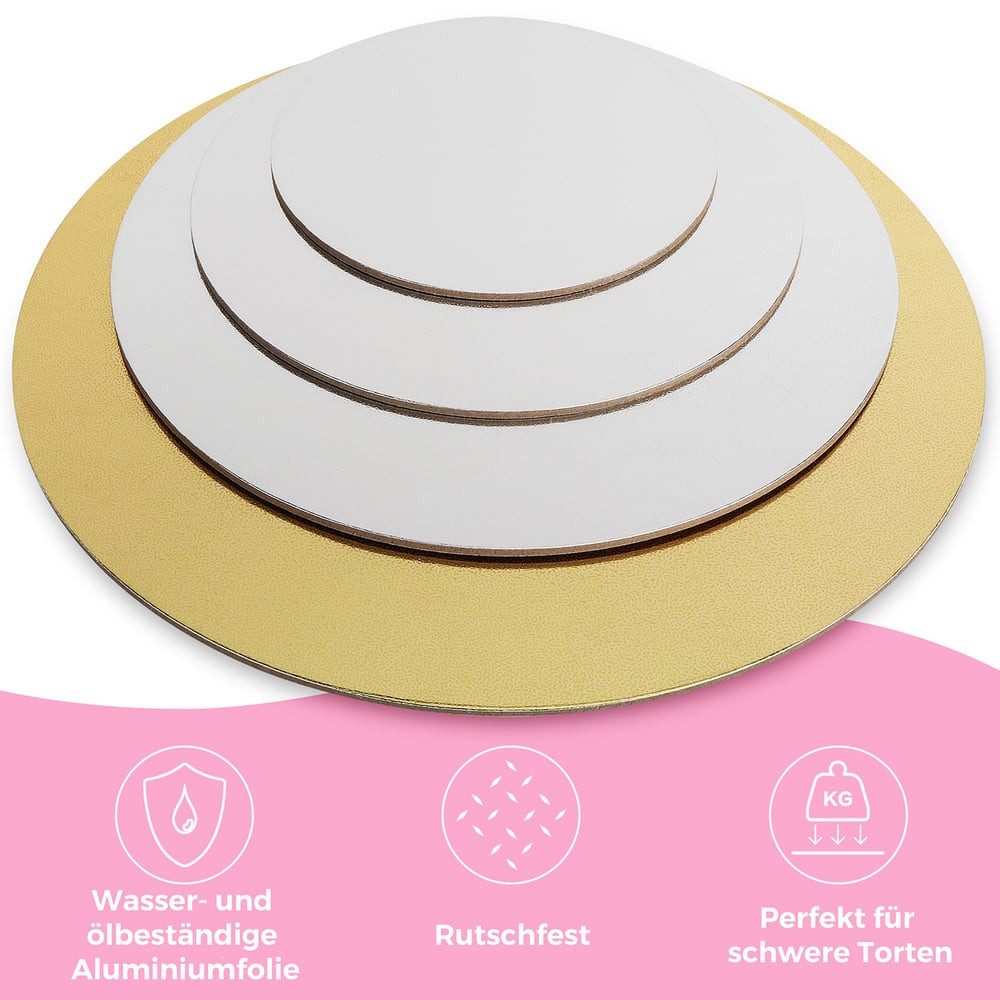 Wenburg Tortenplatte 4er-Set Tortenplatten, Pappe, Cake-Board Tortenteller beidseitig verwendbar Tortenplatte Pappe