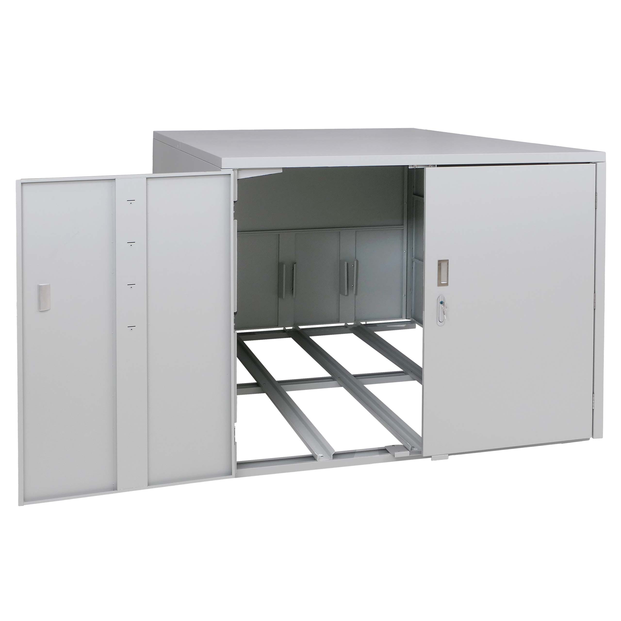 MCW Fahrradbox MCW-P93-3 (1 St), Abschließbar, 2 Schienen für die Fahrräder, Bodenbefestigung möglich