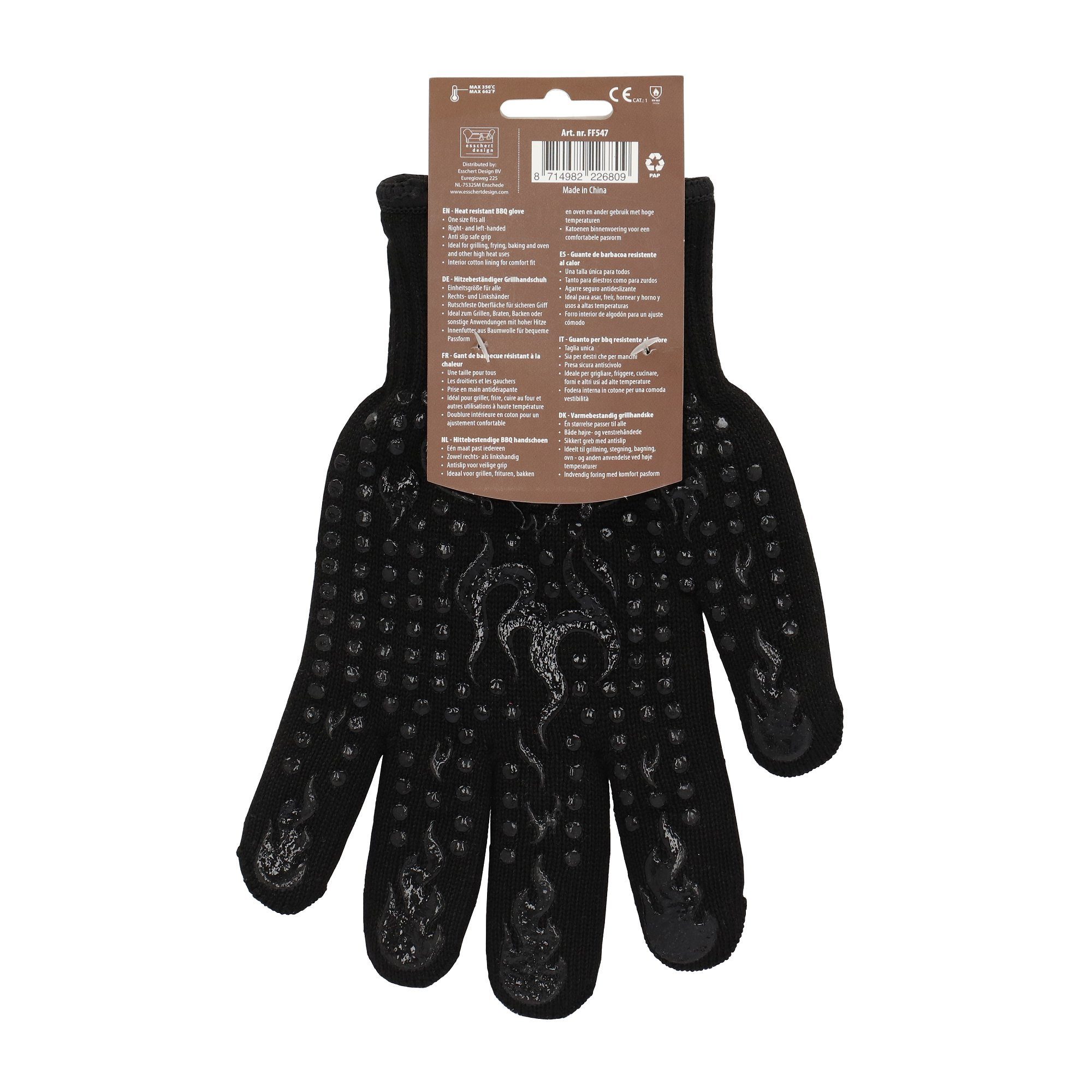 esschert design Feuerschale Grill Handschuh hitzebeständig rutschfeste Oberfläche Schutz Grillen, (1 BBQ Handschuh)