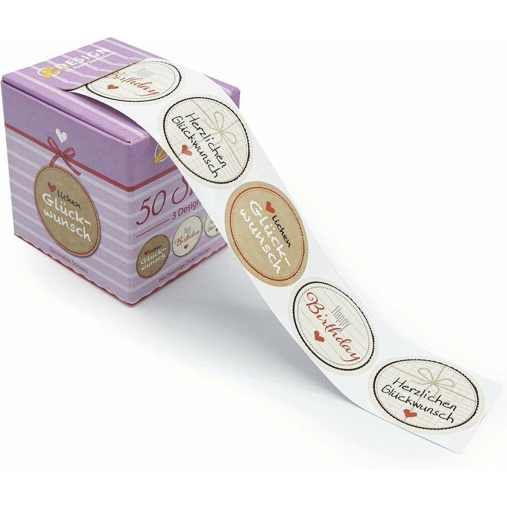 Avery Zweckform Etiketten Avery Zweckform 50 Aufkleber 56814 Herzlichen Glückwunsch
