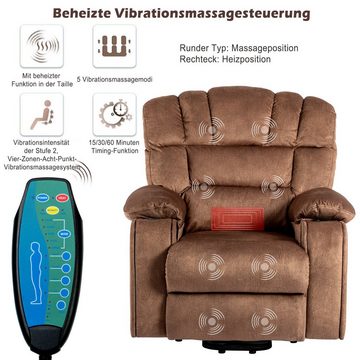 OKWISH TV-Sessel Relaxsessel (verstellbarer Massagesessel elektrisch), Vibration und Wärme