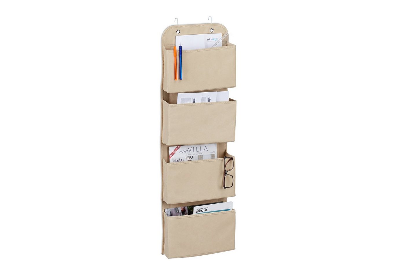 relaxdays Badorganizer Hängeorganizer 4 Fächer (3 St), Beige