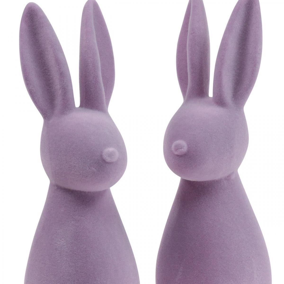 Florists Products Osterhase Deko-Osterhase Flieder Lila Beflockt 29,5cm 2er Set Ostern, 2 Stück