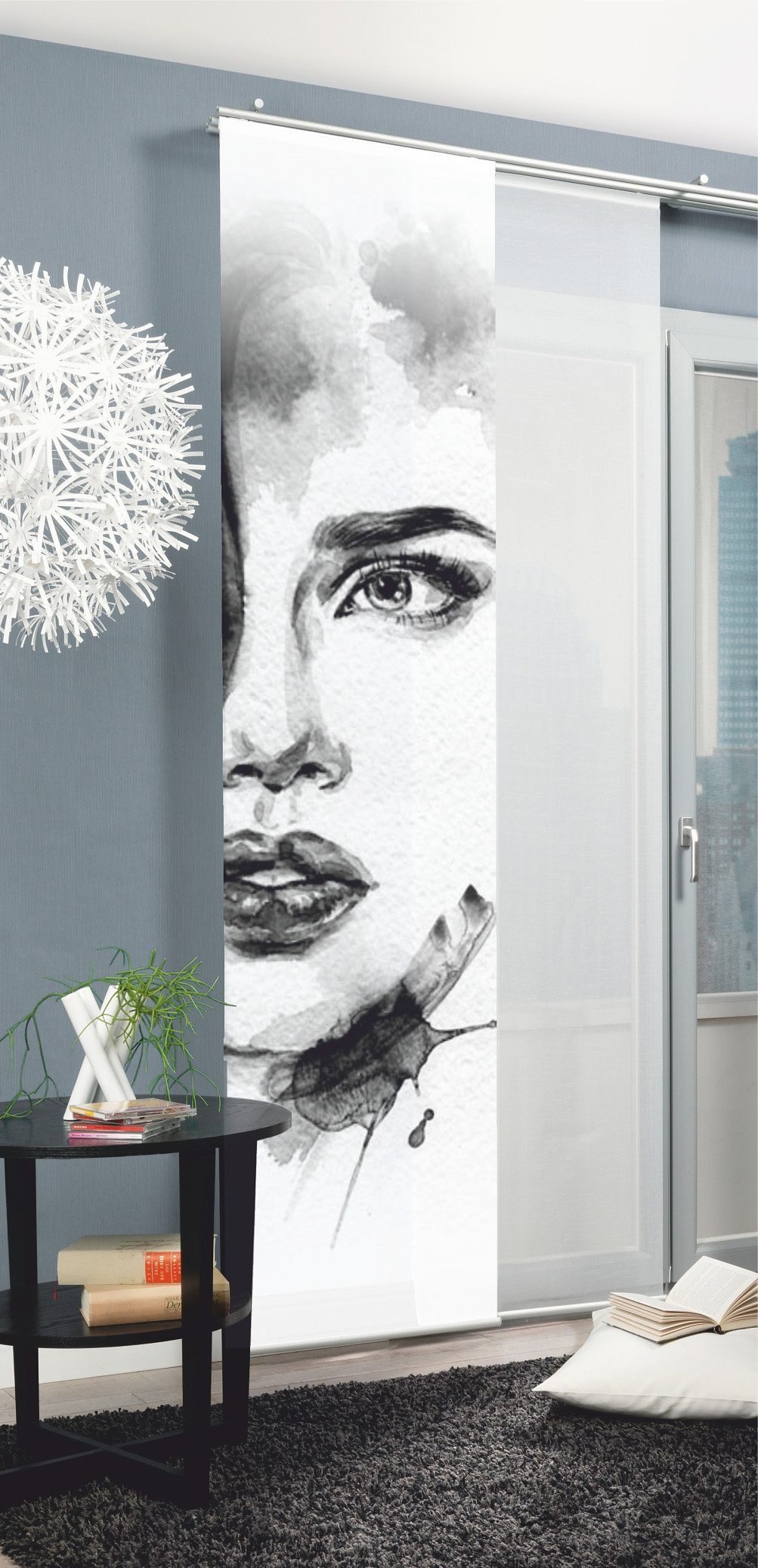 HOME WOHNIDEEN Schiebegardine FACE RIGHT (1 St), Klettband, blickdicht, HxB günstig online kaufen