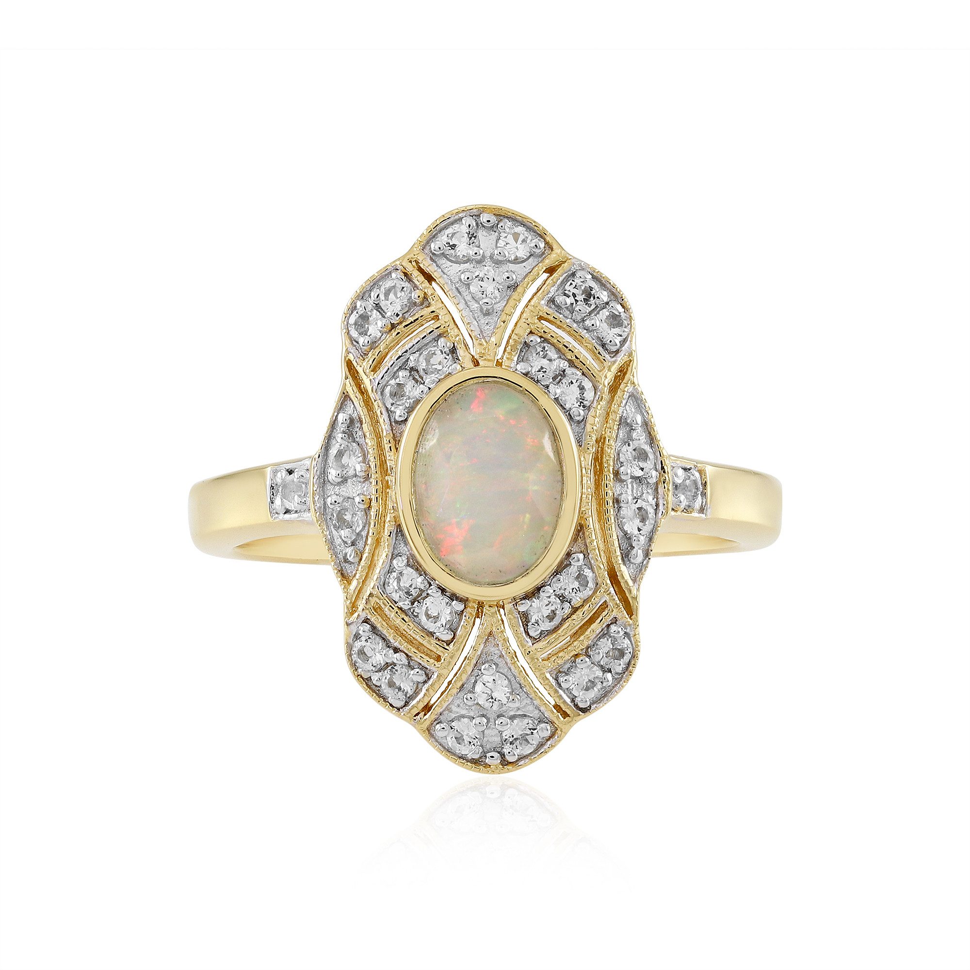 Cavill Silberring Welo-Opal-Ring aus vergoldetem Silber (1-tlg)