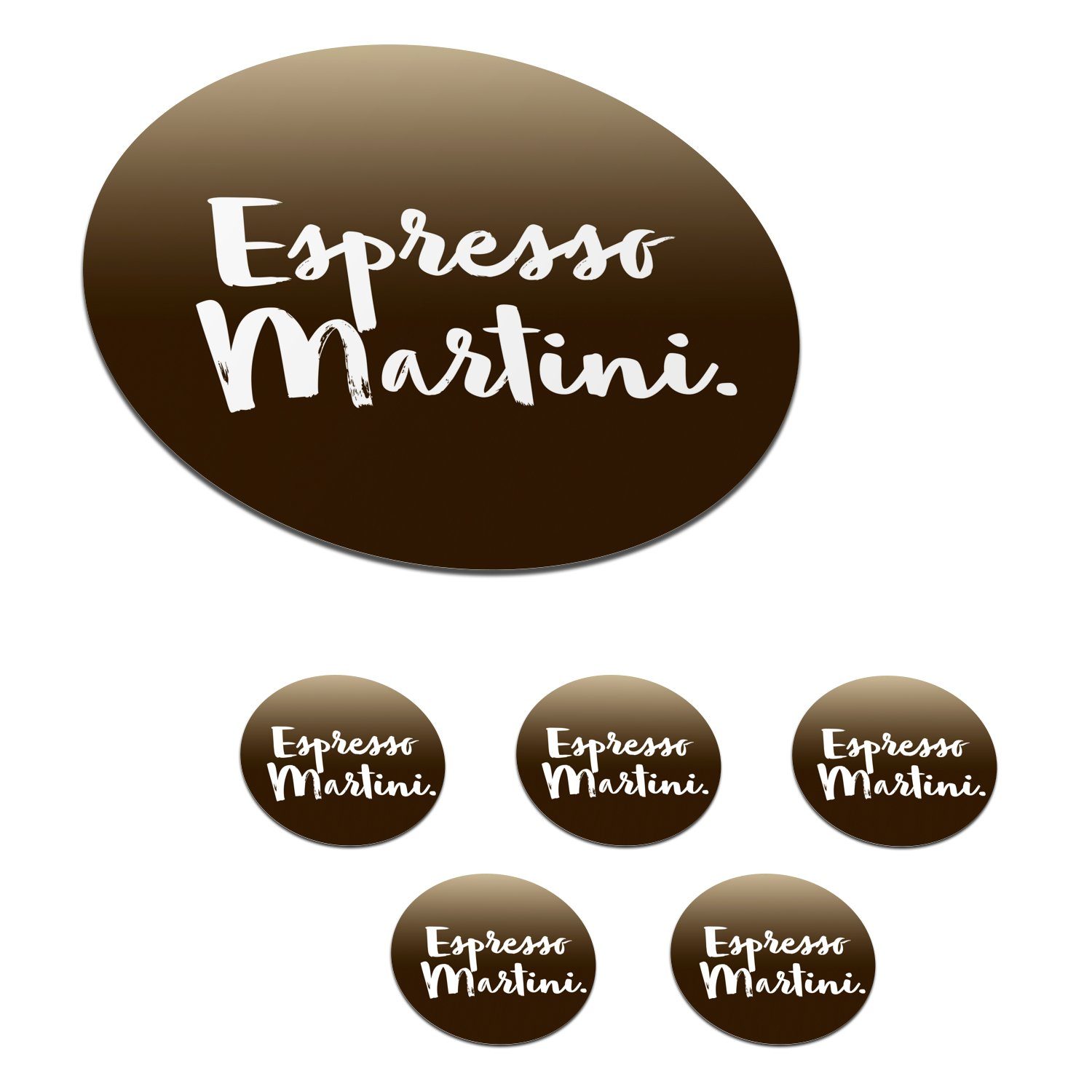 MuchoWow Glasuntersetzer Espresso Martini - Zitate - Cocktails - Text - Braun, Zubehör für Gläser, 6-tlg., Getränkeuntersetzer, Tassenuntersetzer, Korkuntersetzer, Tasse, Becher
