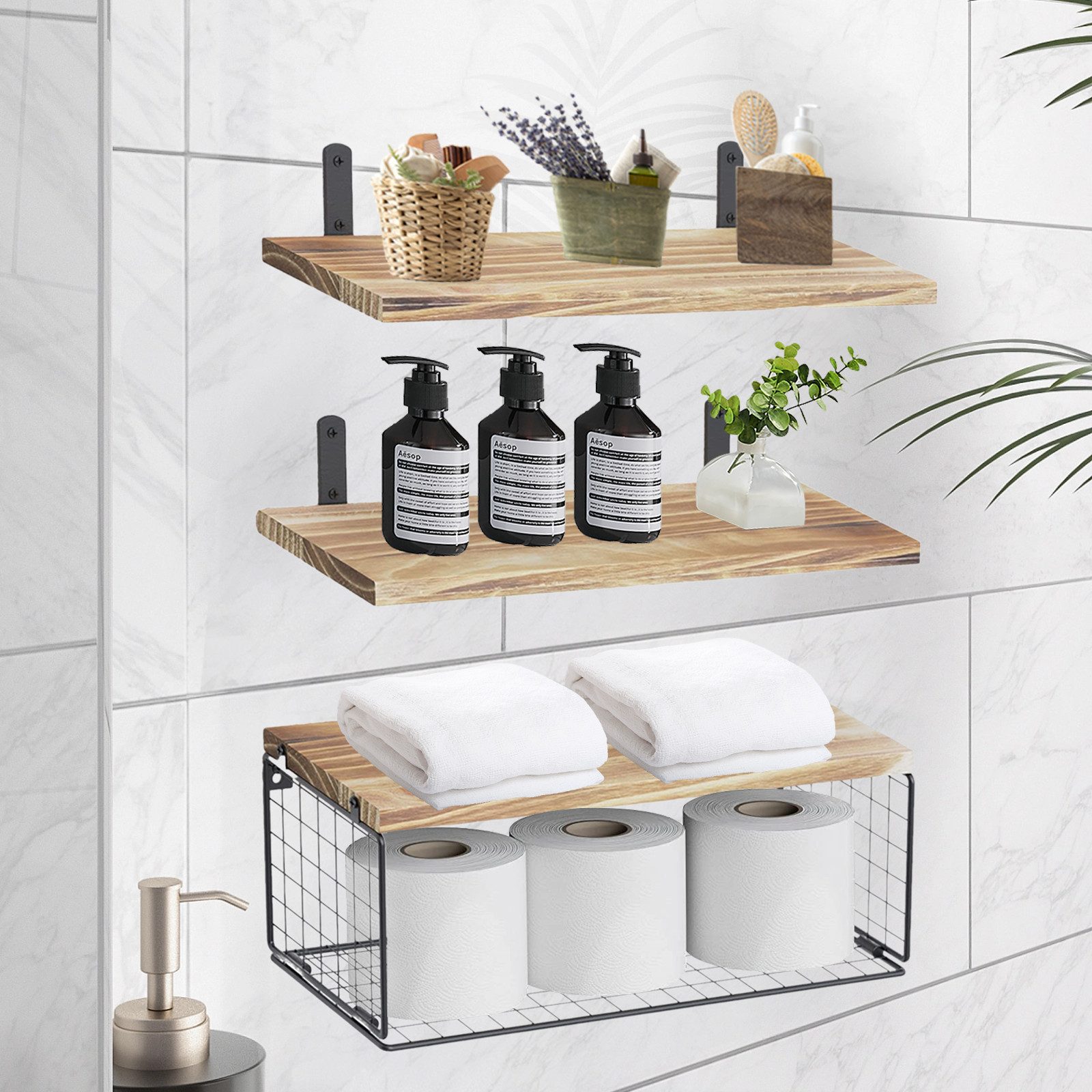 OKWISH Wandregal 3+1 Set Wandregale Badregal Küchenregal Hängeregal, Wandbo günstig online kaufen