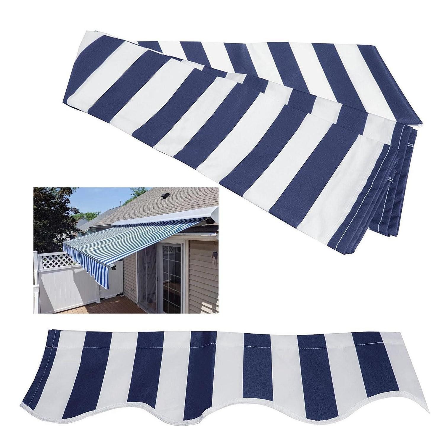 LuxusKollektion Gelenkarmmarkise Terrassenmarkise Ersatzstoff 4x2m Blau-Weiß (1-St)
