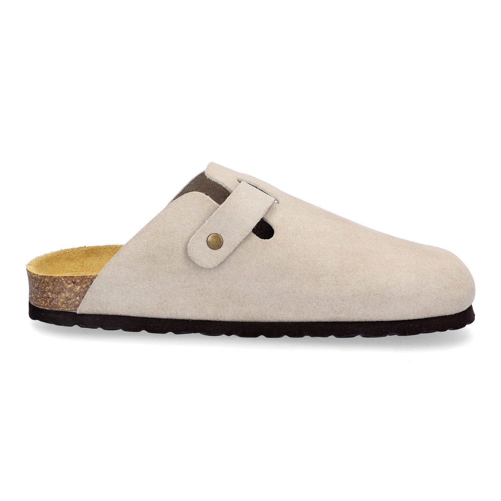 MIDS MONTY Damen Pantolette beige mit Velourleder & Rauleder-Fußbett, Komfort-Clog – Bild 4 von 5